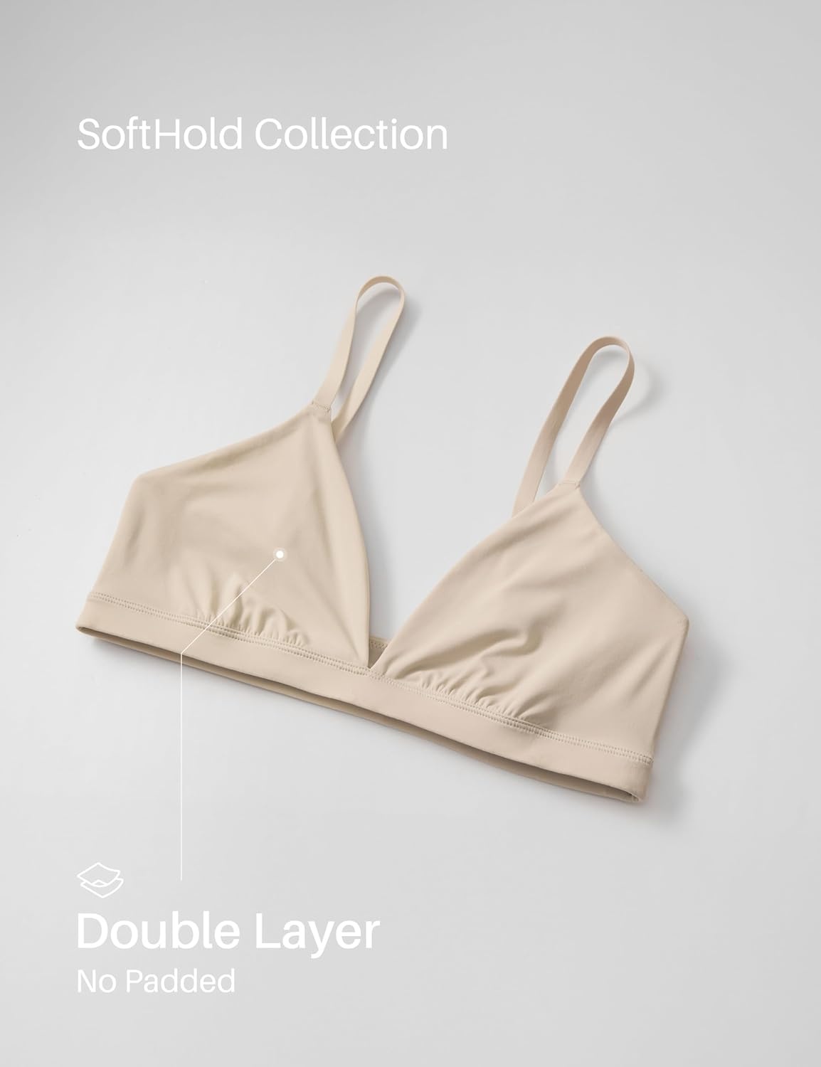 image:imageCRZ YOGA Softhold Double Lined Triangle Bralette Womens Adjustable Straps Wireless Cami Plunge TShirt Everyday Bra ComfyMojave Tan 2