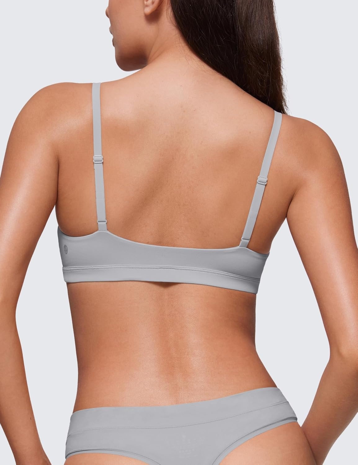 image:imageCRZ YOGA Softhold Double Lined Triangle Bralette Womens Adjustable Straps Wireless Cami Plunge TShirt Everyday Bra ComfyRhino Grey