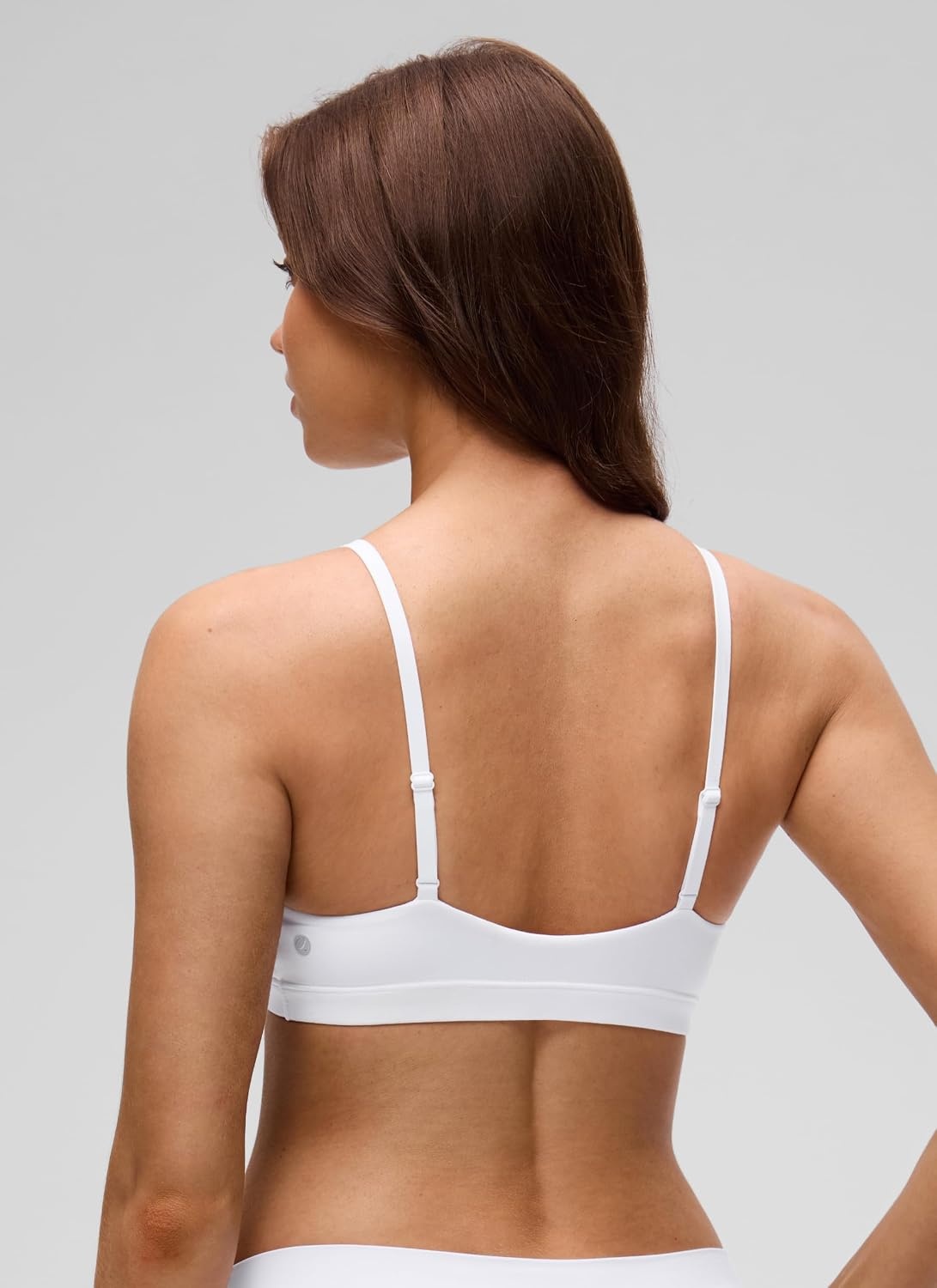 image:imageCRZ YOGA Softhold Double Lined Triangle Bralette Womens Adjustable Straps Wireless Cami Plunge TShirt Everyday Bra ComfySnow White