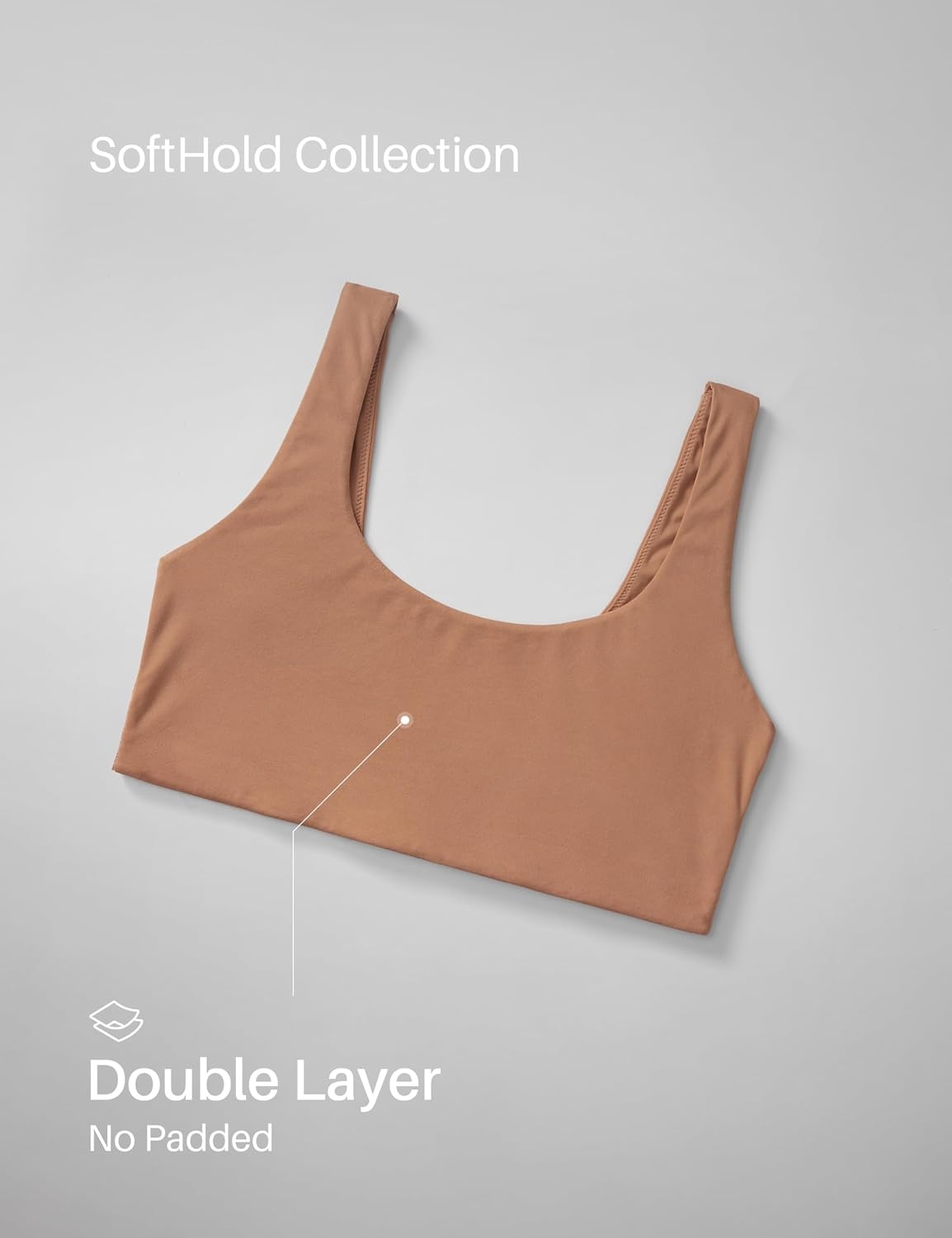 image:imageCRZ YOGA Softhold Double Lined U Back Bralette Womens Scoop Neck Lounge TShirt Everyday Bras Smooth Wireless CamiGravel Beige