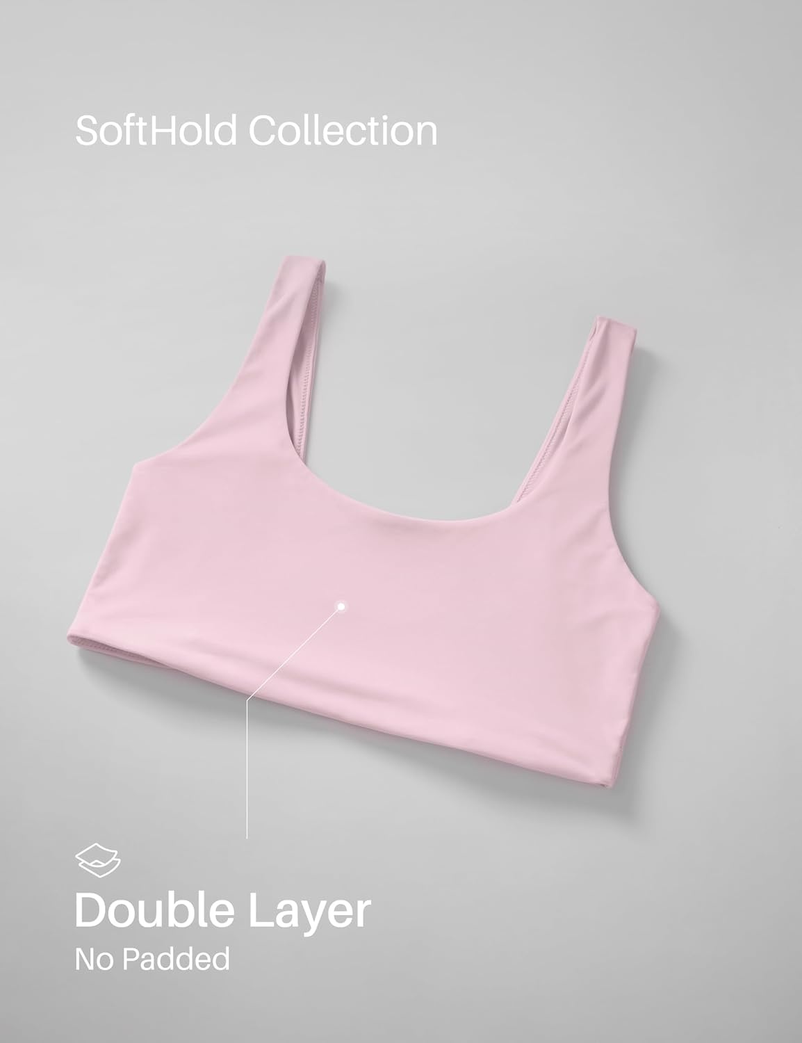 image:imageCRZ YOGA Softhold Double Lined U Back Bralette Womens Scoop Neck Lounge TShirt Everyday Bras Smooth Wireless CamiStrawberry Pink