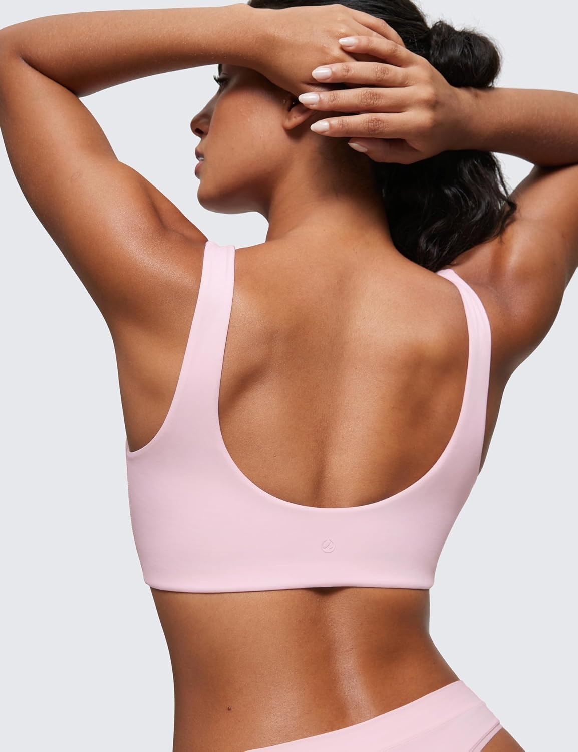 image:imageCRZ YOGA Softhold Double Lined U Back Bralette Womens Scoop Neck Lounge TShirt Everyday Bras Smooth Wireless CamiStrawberry Pink