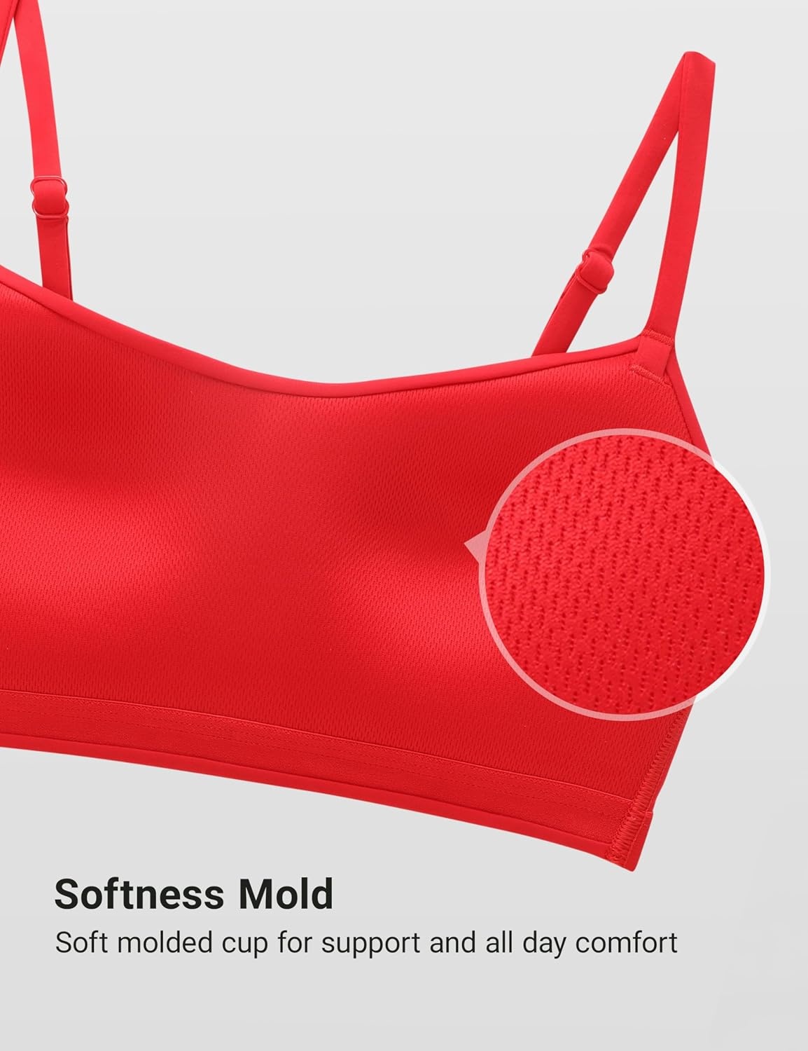 image:imageCRZ YOGA Softhold Mold V Neck Bralette for Women Adjustable Spaghetti Lounge TShirt Everyday Bra No Underwire Comfort CamiDeep Red