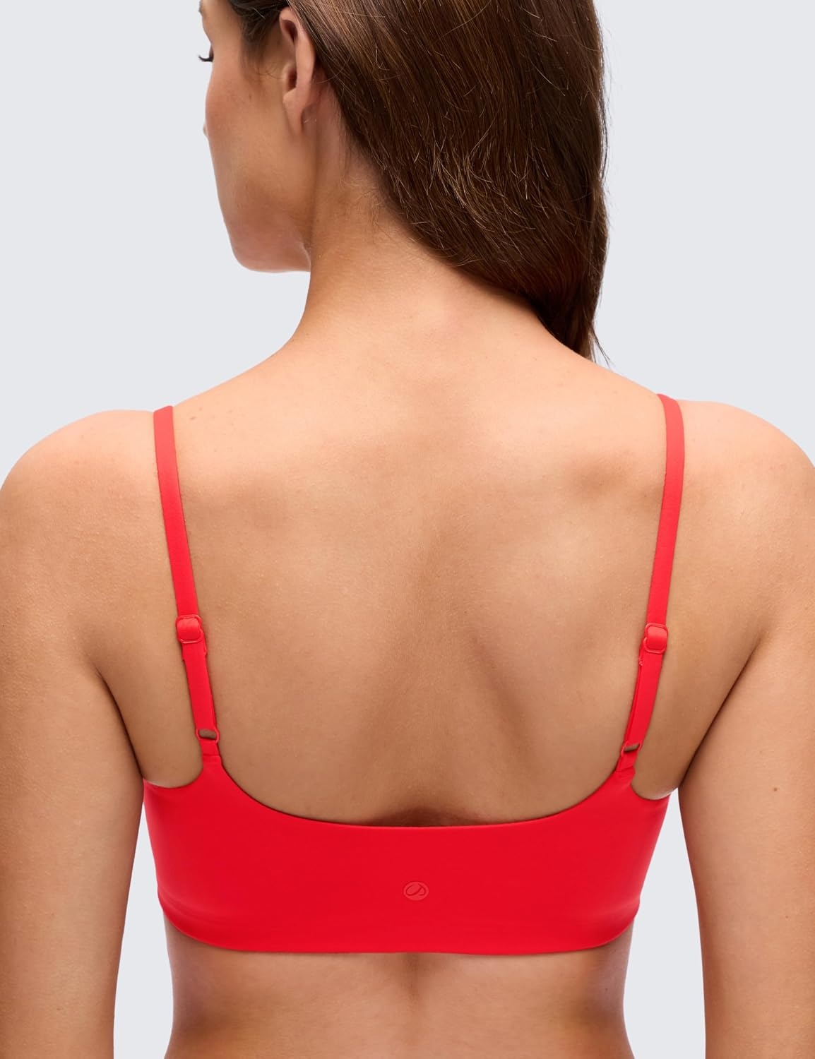 image:imageCRZ YOGA Softhold Mold V Neck Bralette for Women Adjustable Spaghetti Lounge TShirt Everyday Bra No Underwire Comfort CamiDeep Red
