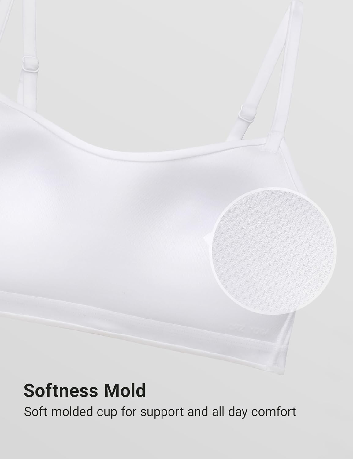 image:imageCRZ YOGA Softhold Mold V Neck Bralette for Women Adjustable Spaghetti Lounge TShirt Everyday Bra No Underwire Comfort CamiSnow White