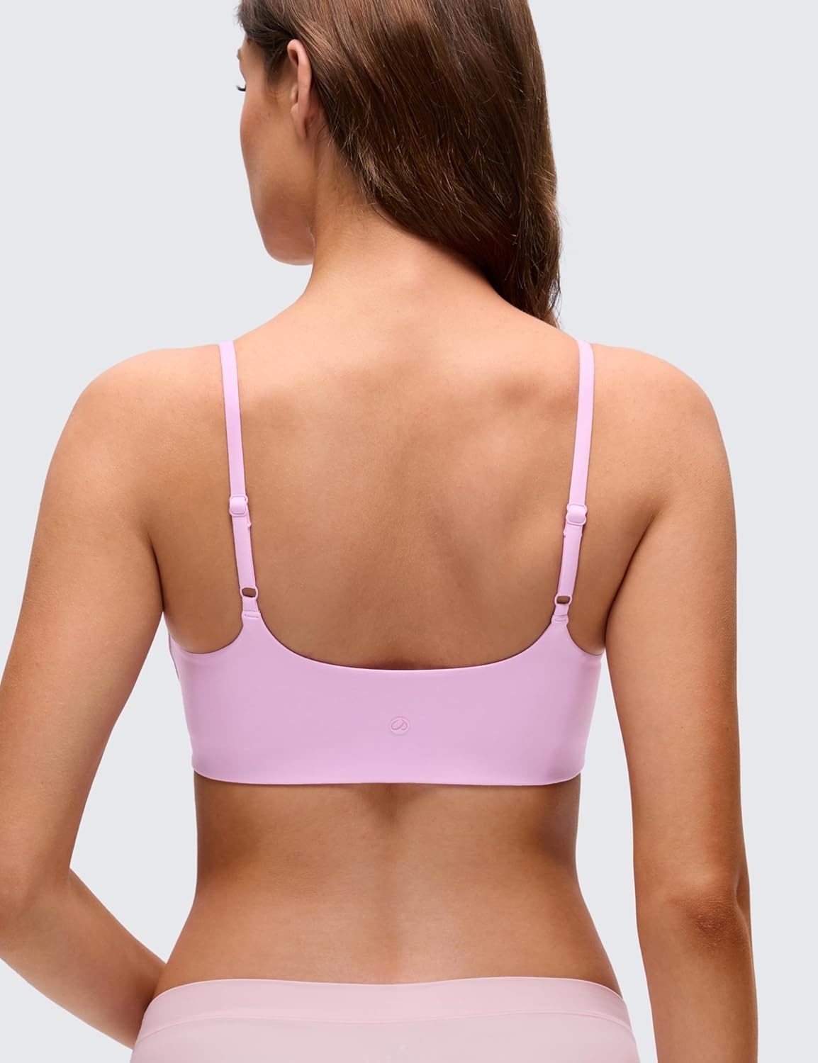 image:imageCRZ YOGA Softhold Mold V Neck Bralette for Women Adjustable Spaghetti Lounge TShirt Everyday Bra No Underwire Comfort CamiVita Pink