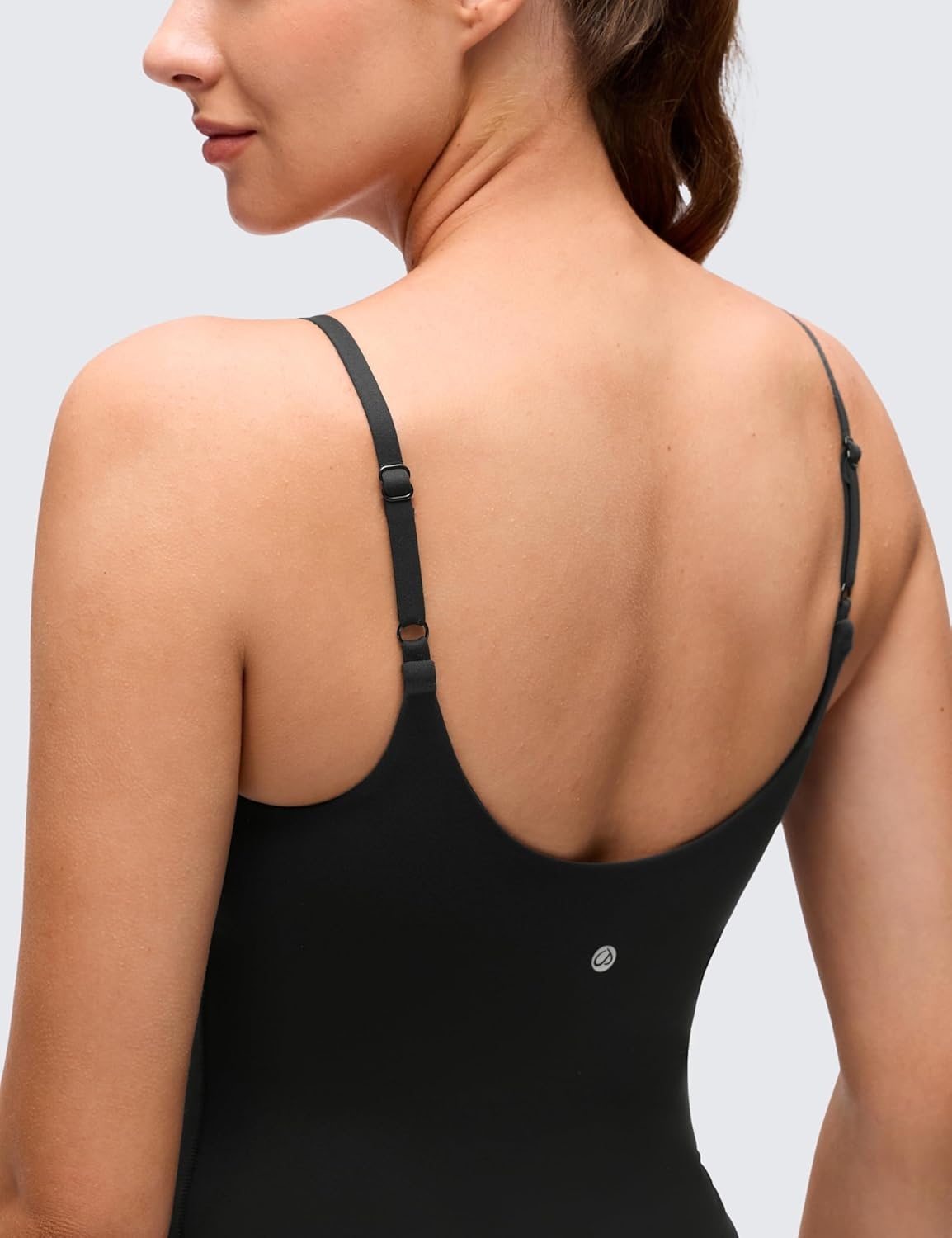 image:imageCRZ YOGA Softness Mold Butterluxe Camisole Tank Top for Women Crop Adjustable U Back Workout Shirt with Built in Shelf BraBlack