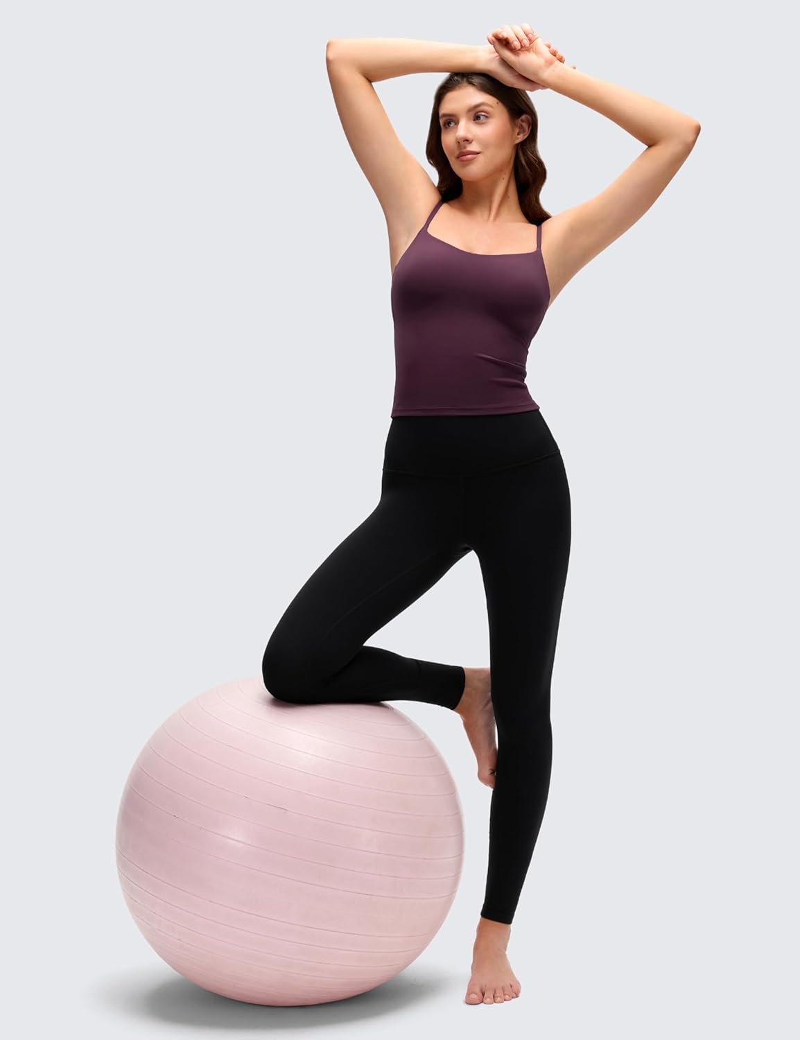 image:imageCRZ YOGA Softness Mold Butterluxe Camisole Tank Top for Women Crop Adjustable U Back Workout Shirt with Built in Shelf BraDeep Purple