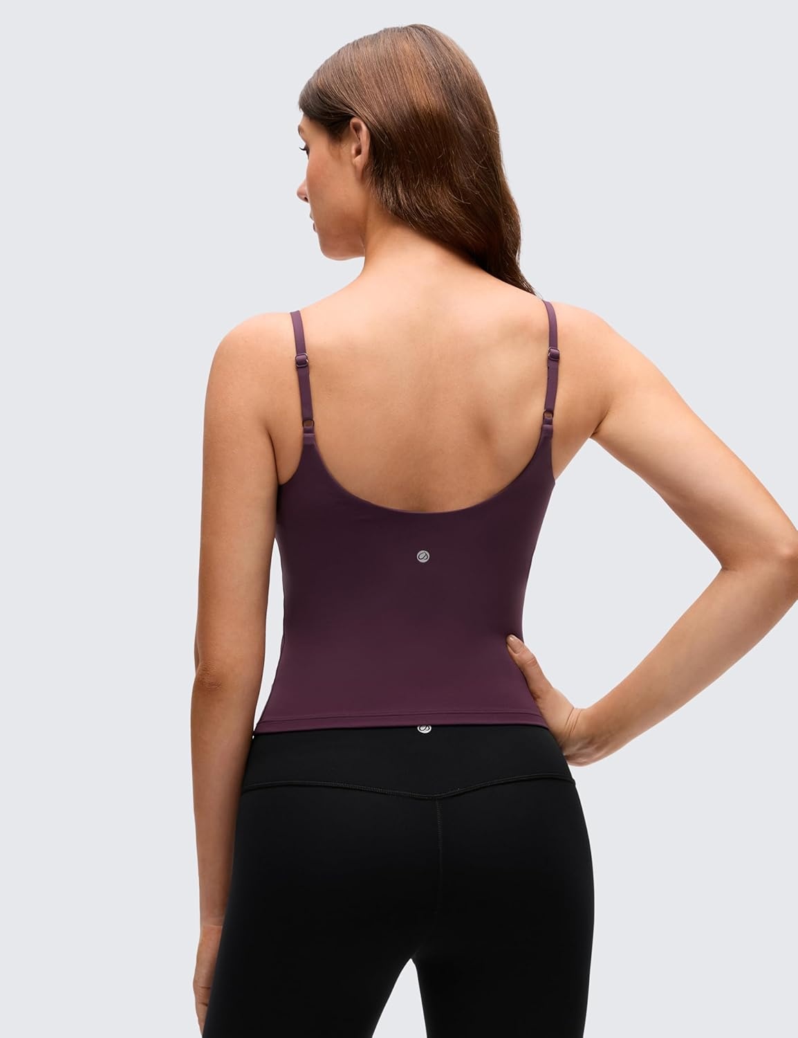 image:imageCRZ YOGA Softness Mold Butterluxe Camisole Tank Top for Women Crop Adjustable U Back Workout Shirt with Built in Shelf BraDeep Purple
