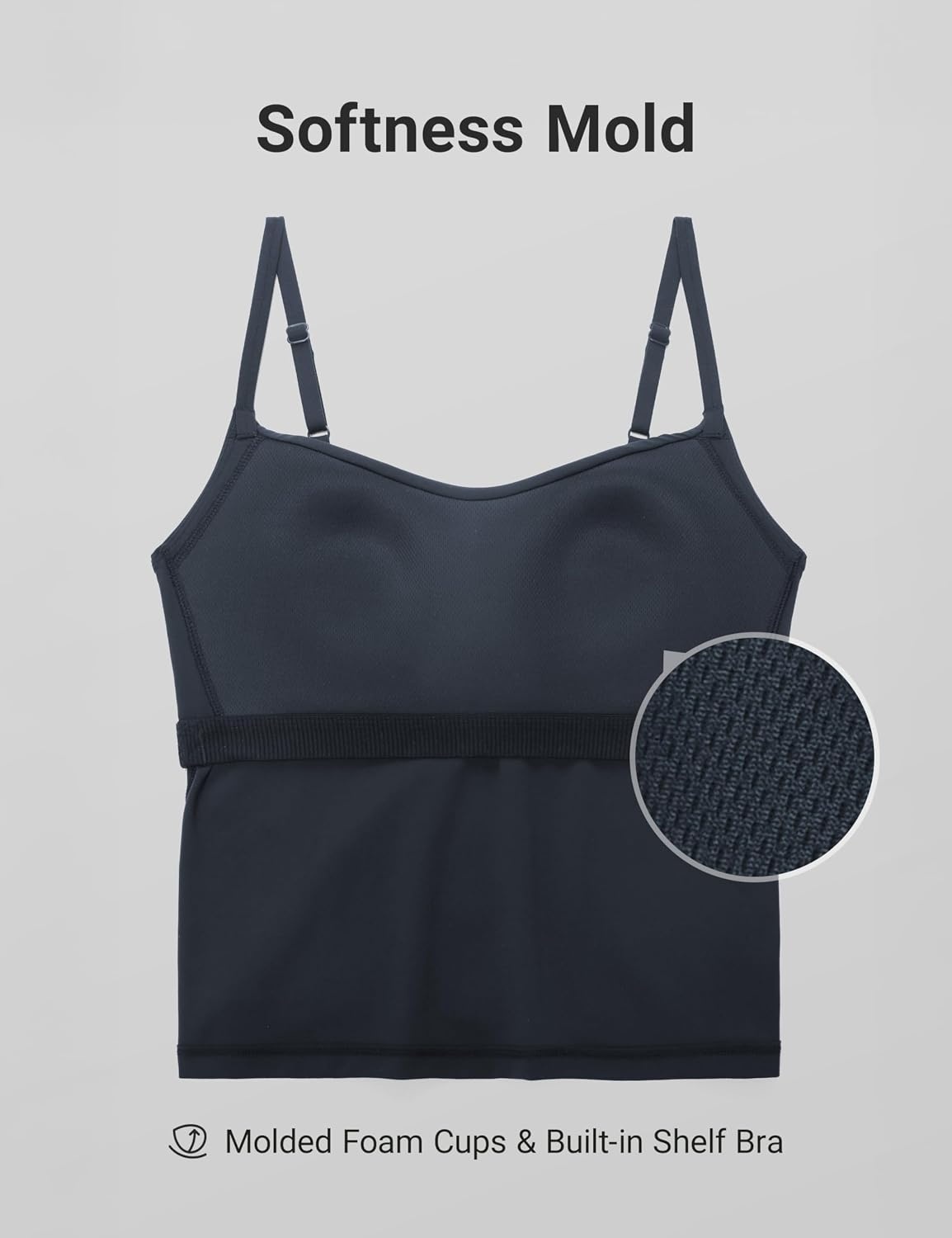image:imageCRZ YOGA Softness Mold Butterluxe Camisole Tank Top for Women Crop Adjustable U Back Workout Shirt with Built in Shelf BraTrue Navy