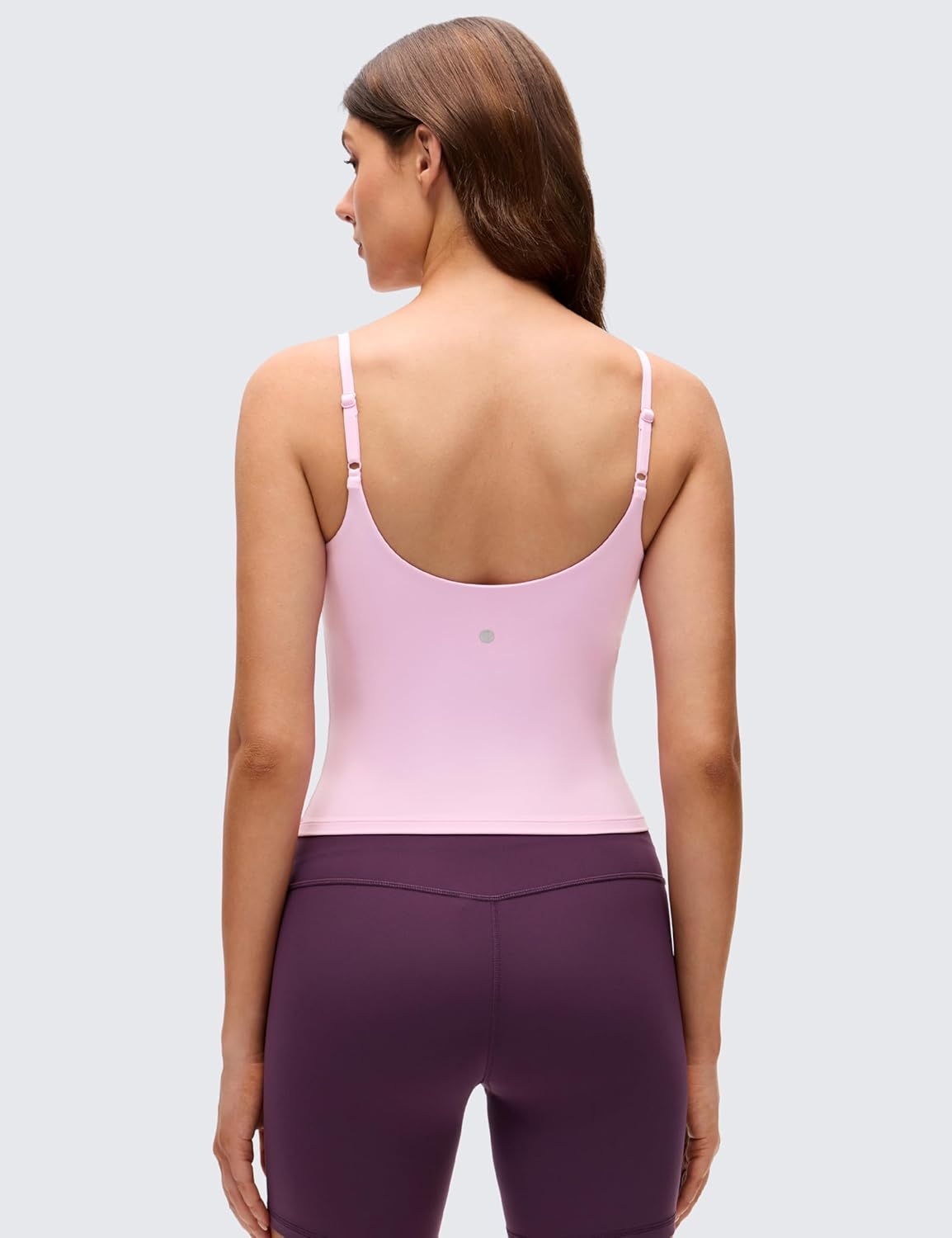 image:imageCRZ YOGA Softness Mold Butterluxe Camisole Tank Top for Women Crop Adjustable U Back Workout Shirt with Built in Shelf BraVita Pink
