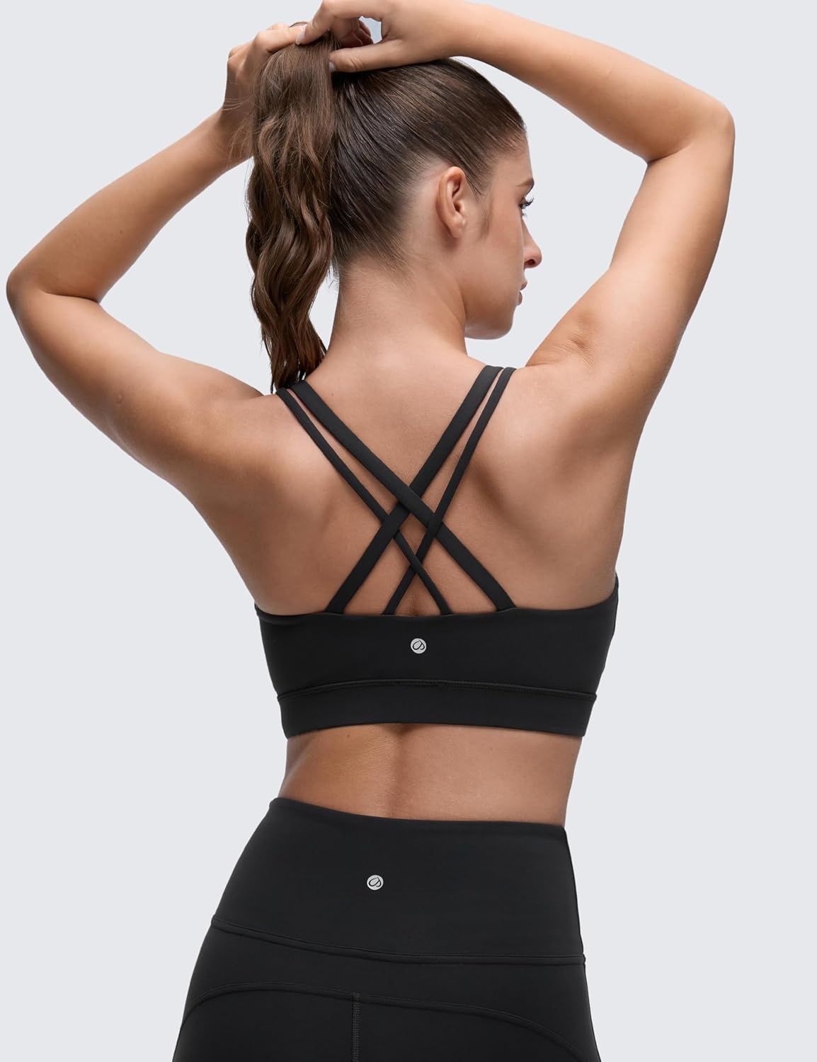image:imageCRZ YOGA Softness Mold Butterluxe DDD Cup Longline Sports Bras for Women Supportive Double Straps Cross Back Yoga TopBlack