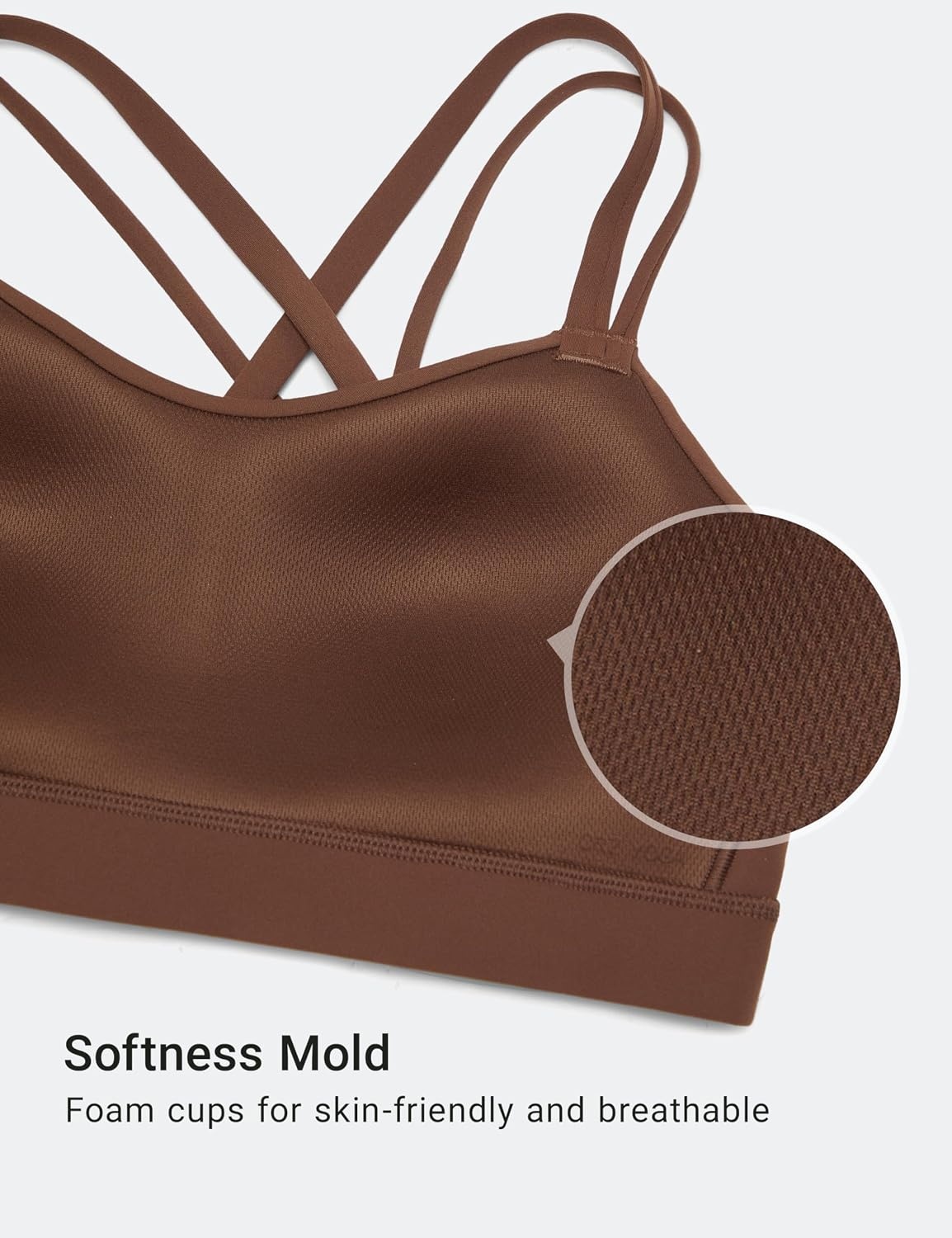 image:imageCRZ YOGA Softness Mold Butterluxe DDD Cup Longline Sports Bras for Women Supportive Double Straps Cross Back Yoga TopCoffee Brown