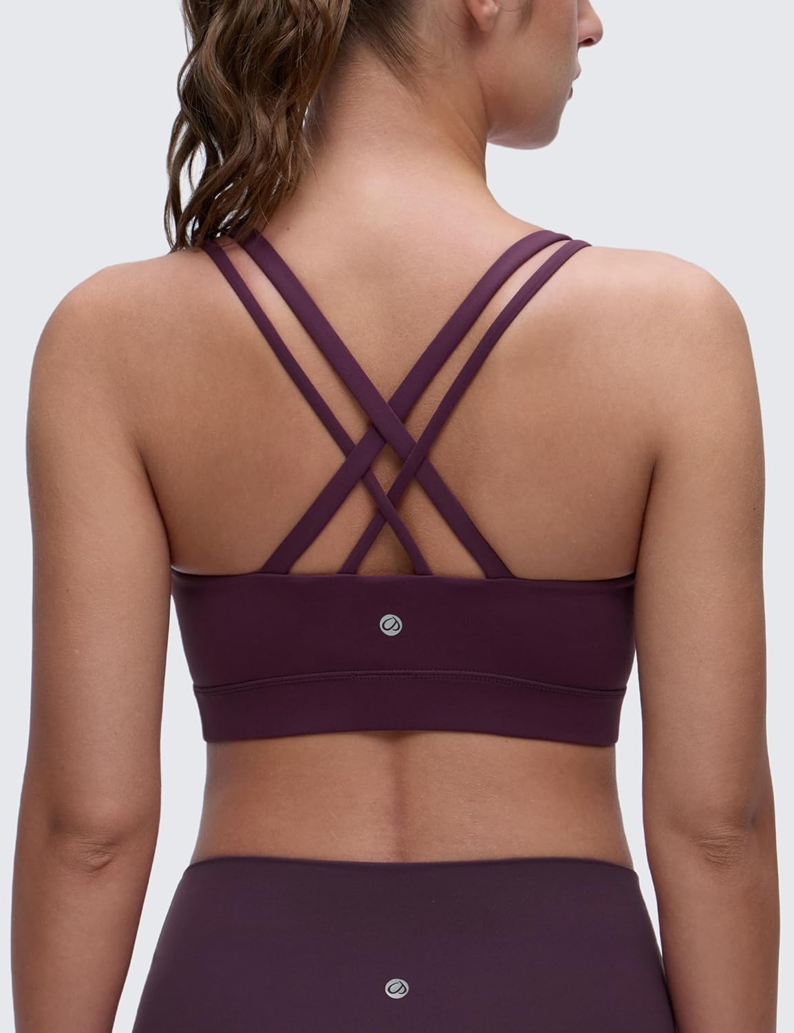 image:imageCRZ YOGA Softness Mold Butterluxe DDD Cup Longline Sports Bras for Women Supportive Double Straps Cross Back Yoga TopDeep Purple