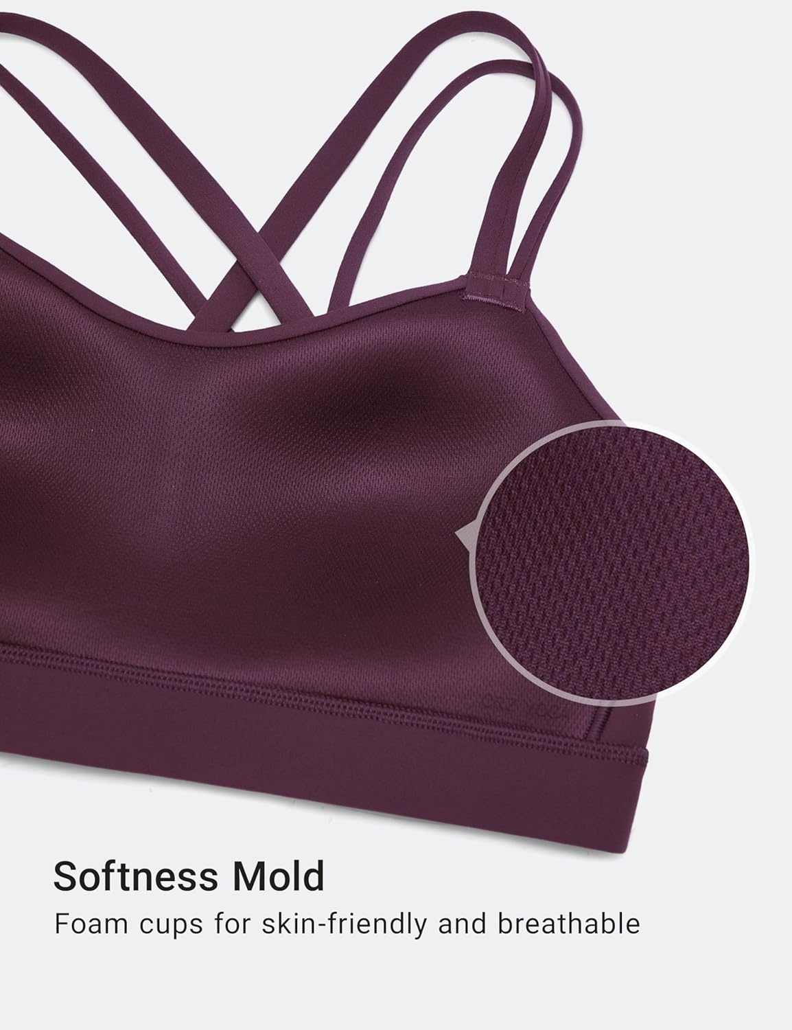 image:imageCRZ YOGA Softness Mold Butterluxe DDD Cup Longline Sports Bras for Women Supportive Double Straps Cross Back Yoga TopDeep Purple