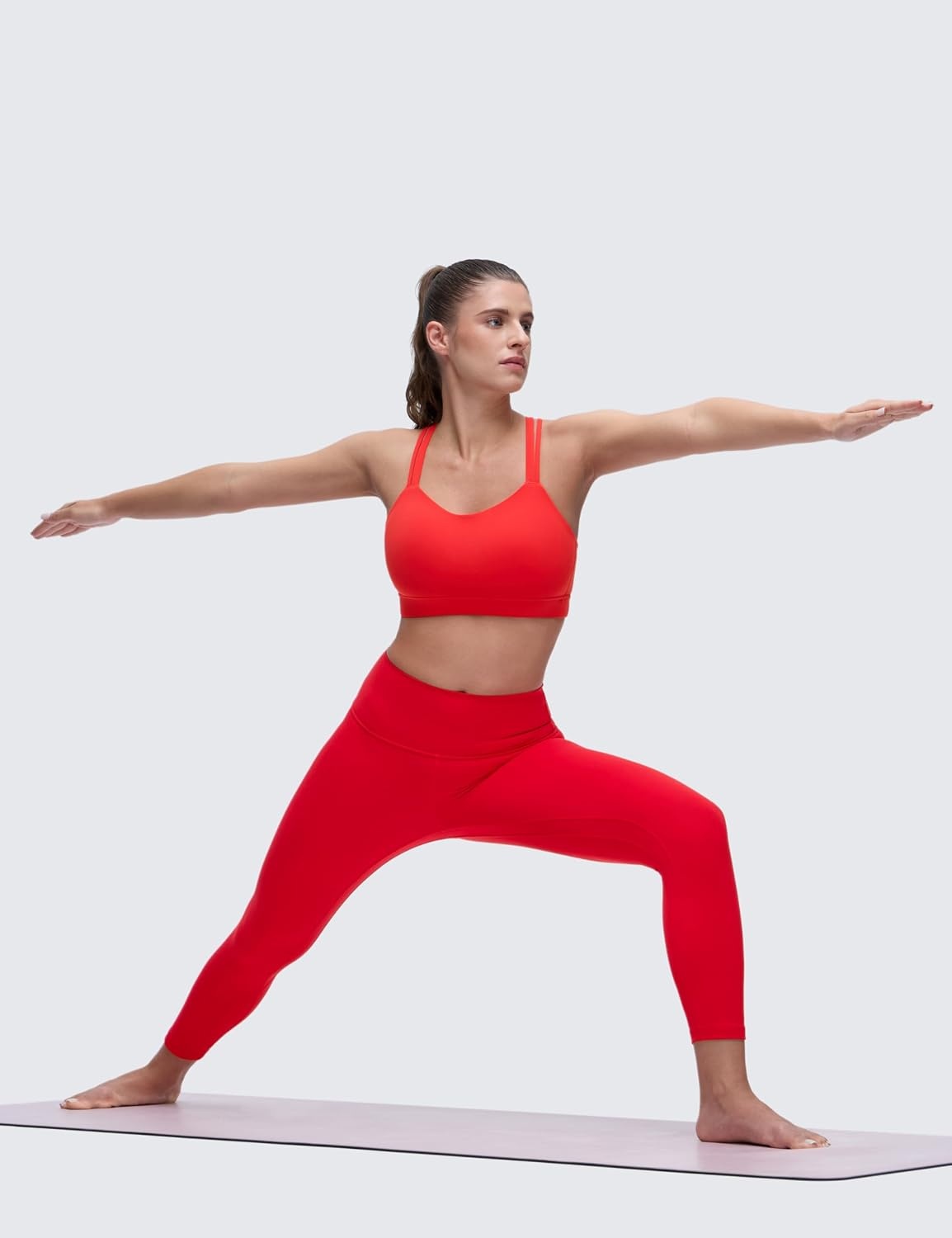 image:imageCRZ YOGA Softness Mold Butterluxe DDD Cup Longline Sports Bras for Women Supportive Double Straps Cross Back Yoga TopDeep Red