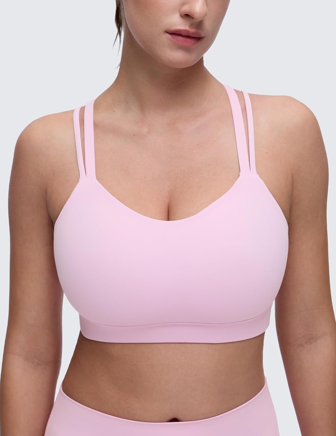 image:imageCRZ YOGA Softness Mold Butterluxe DDD Cup Longline Sports Bras for Women Supportive Double Straps Cross Back Yoga TopVita Pink