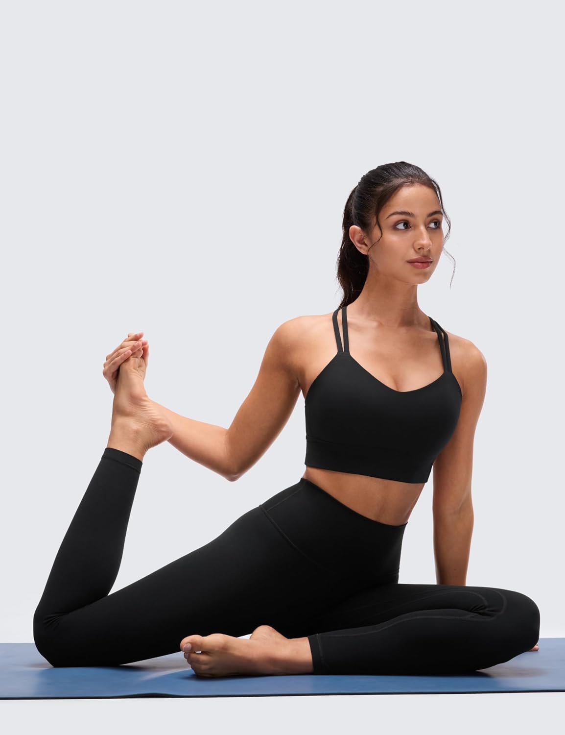 image:imageCRZ YOGA Softness Mold Butterluxe Strappy Longline Sports Bras for Women Double Spaghetti Strap Workout Yoga Crop TopBlack
