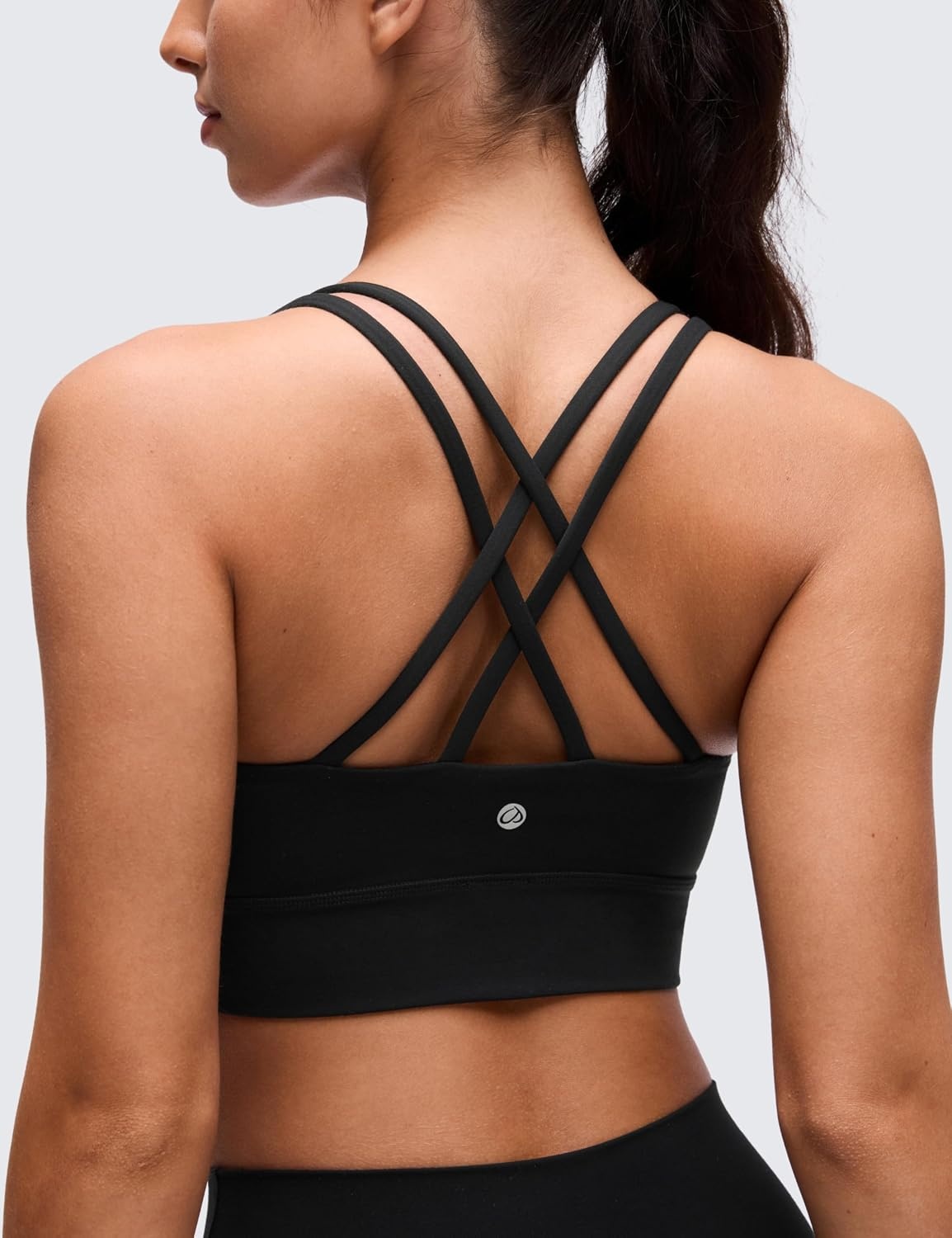 image:imageCRZ YOGA Softness Mold Butterluxe Strappy Longline Sports Bras for Women Double Spaghetti Strap Workout Yoga Crop TopBlack