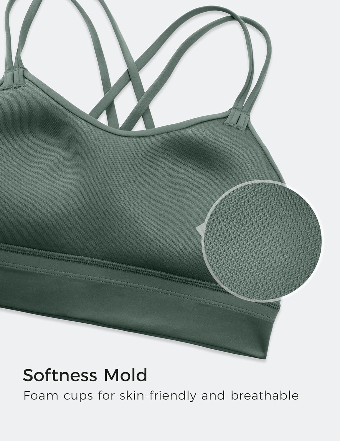 image:imageCRZ YOGA Softness Mold Butterluxe Strappy Longline Sports Bras for Women Double Spaghetti Strap Workout Yoga Crop TopDark Forest Green