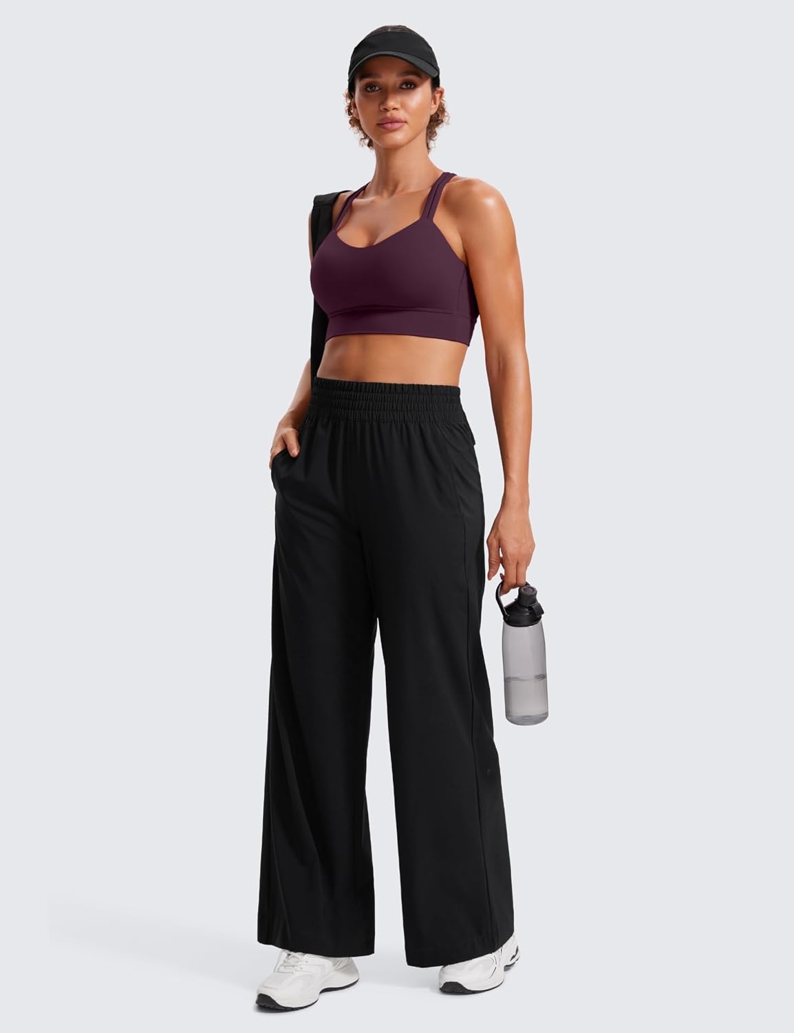 image:imageCRZ YOGA Softness Mold Butterluxe Strappy Longline Sports Bras for Women Double Spaghetti Strap Workout Yoga Crop TopDeep Purple
