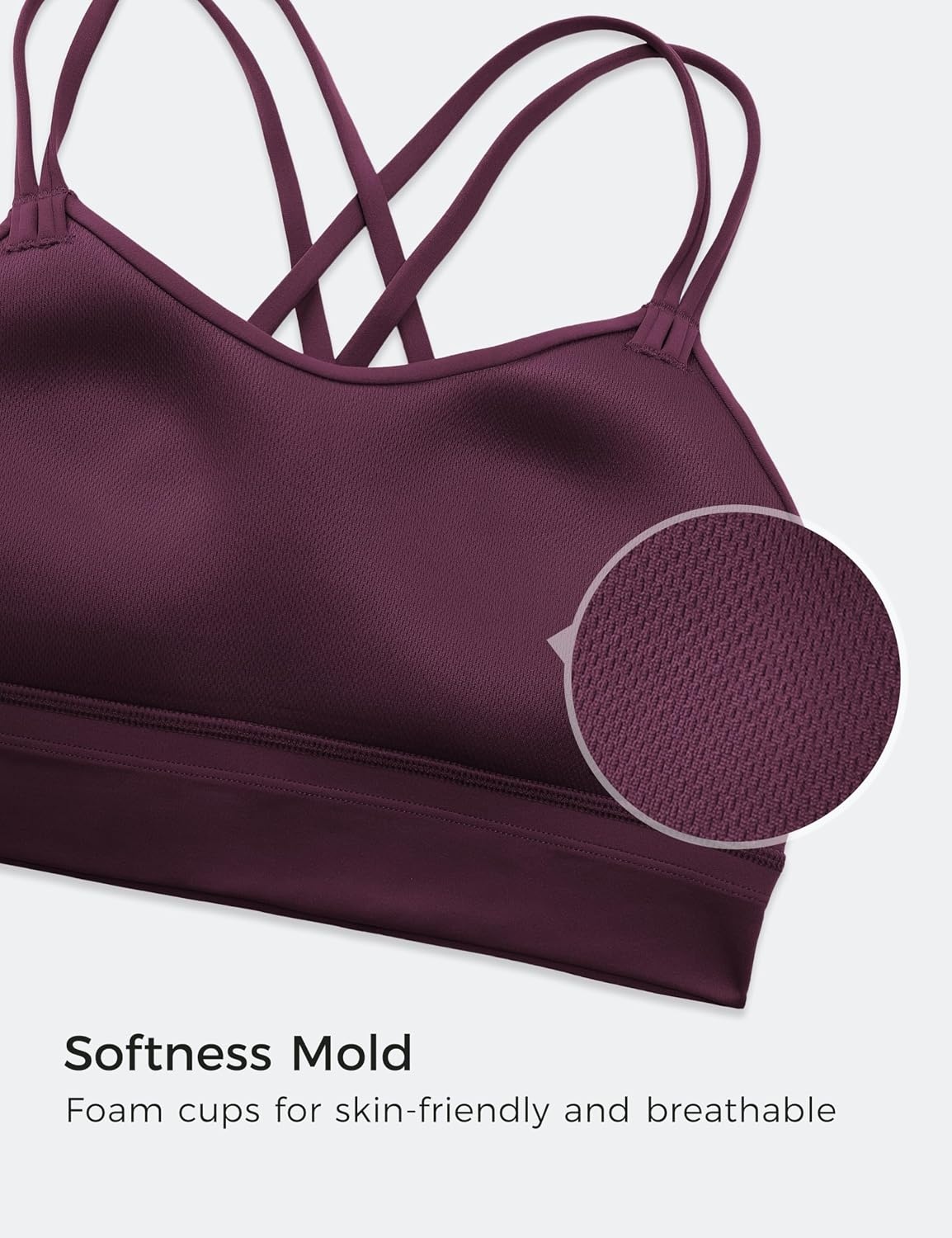 image:imageCRZ YOGA Softness Mold Butterluxe Strappy Longline Sports Bras for Women Double Spaghetti Strap Workout Yoga Crop TopDeep Purple