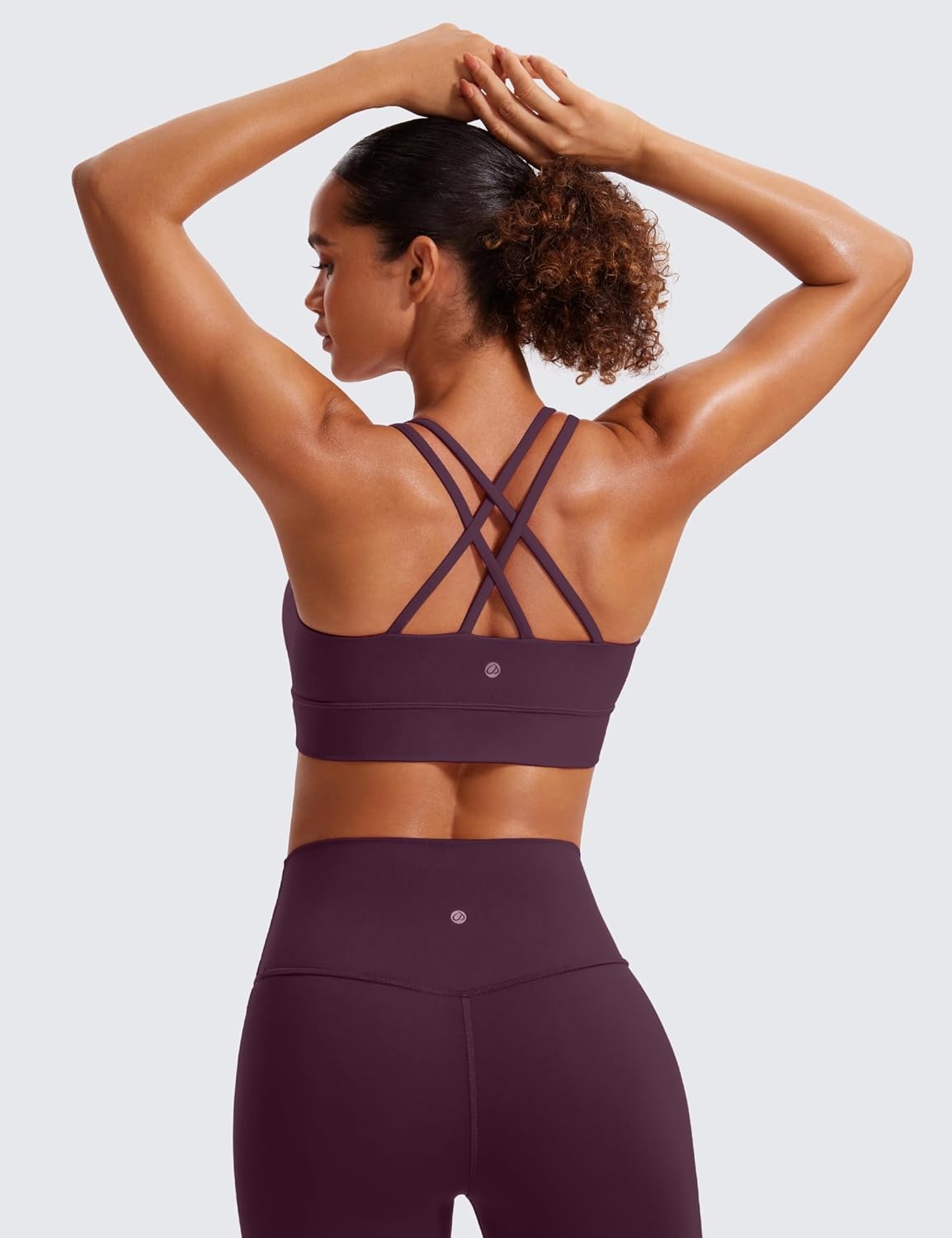 image:imageCRZ YOGA Softness Mold Butterluxe Strappy Longline Sports Bras for Women Double Spaghetti Strap Workout Yoga Crop TopDeep Purple