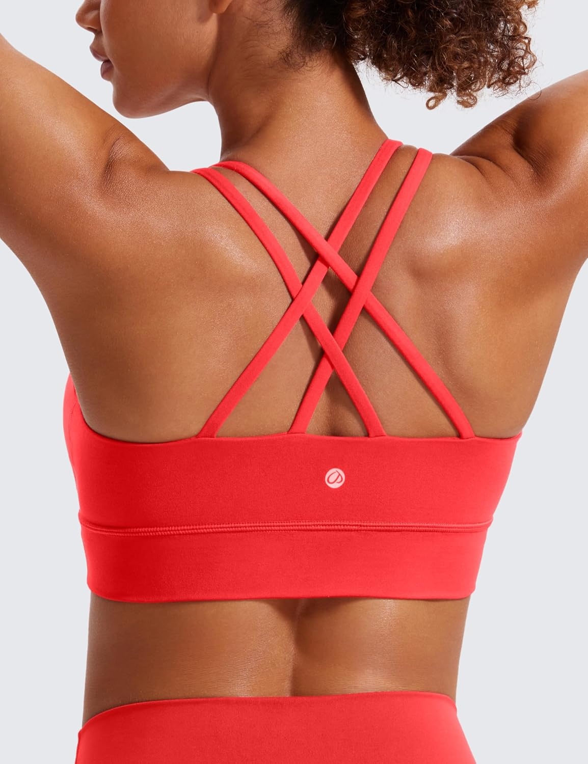 image:imageCRZ YOGA Softness Mold Butterluxe Strappy Longline Sports Bras for Women Double Spaghetti Strap Workout Yoga Crop TopDeep Red