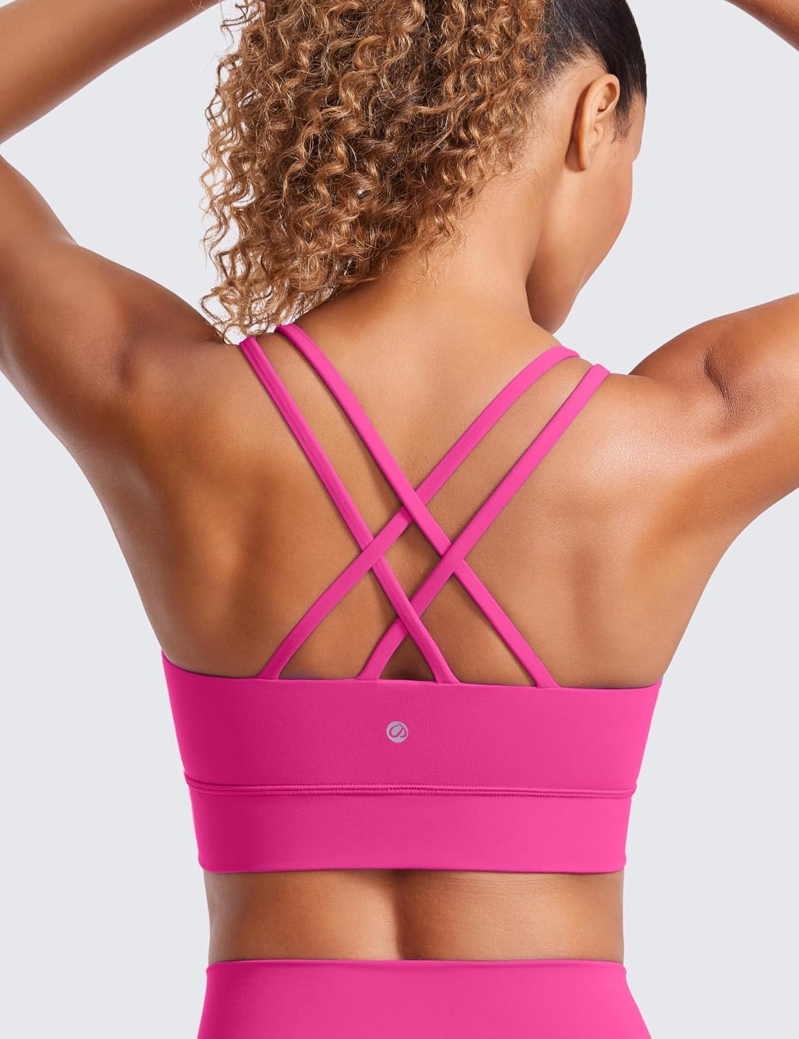 image:imageCRZ YOGA Softness Mold Butterluxe Strappy Longline Sports Bras for Women Double Spaghetti Strap Workout Yoga Crop TopHibiscus Purple