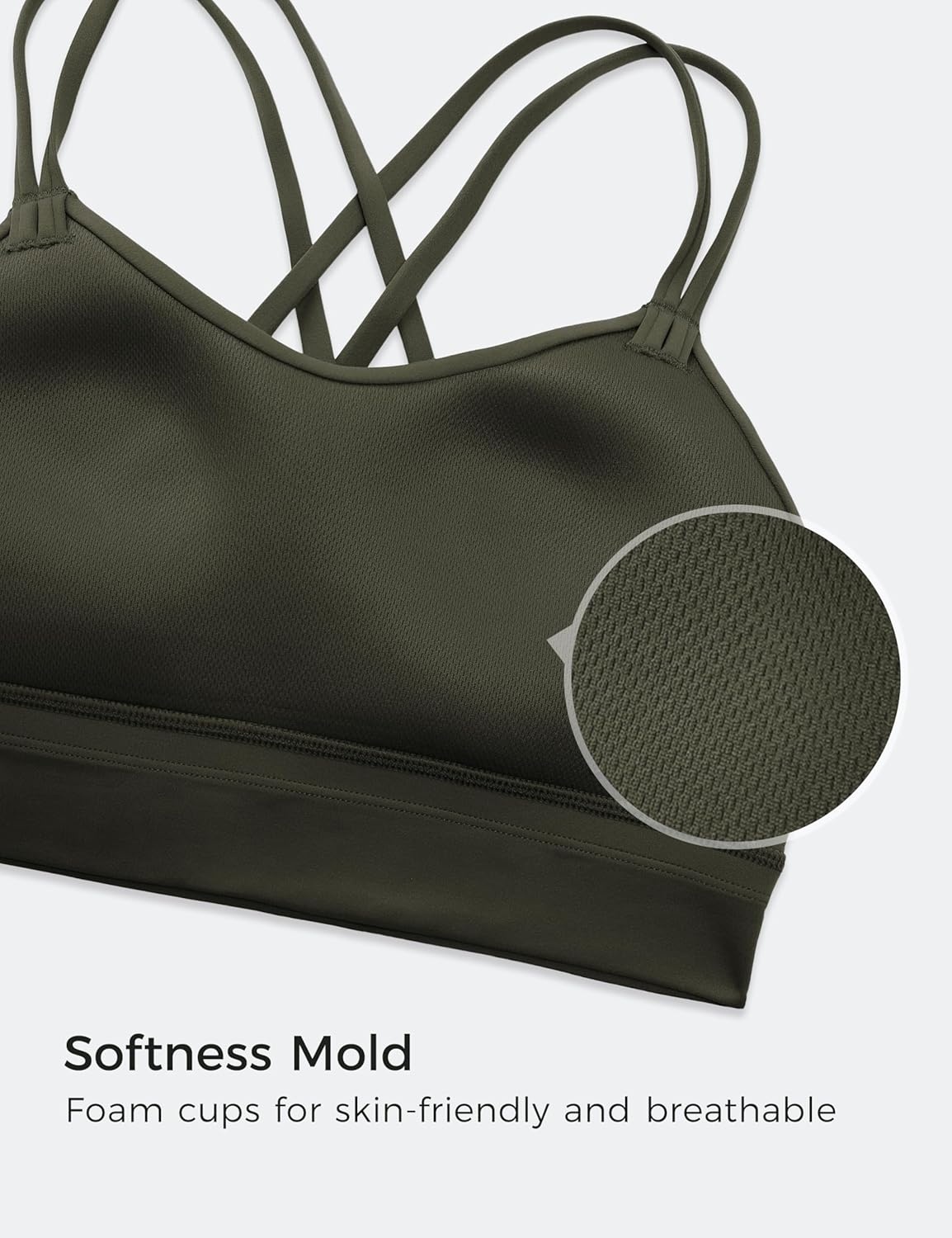 image:imageCRZ YOGA Softness Mold Butterluxe Strappy Longline Sports Bras for Women Double Spaghetti Strap Workout Yoga Crop TopOlive Green
