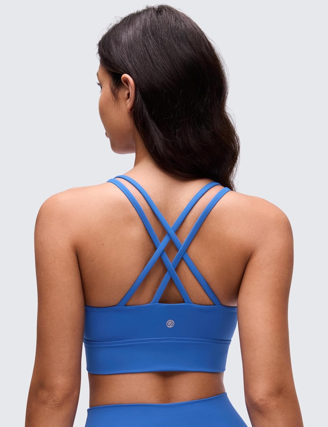 image:imageCRZ YOGA Softness Mold Butterluxe Strappy Longline Sports Bras for Women Double Spaghetti Strap Workout Yoga Crop TopSparkle Blue