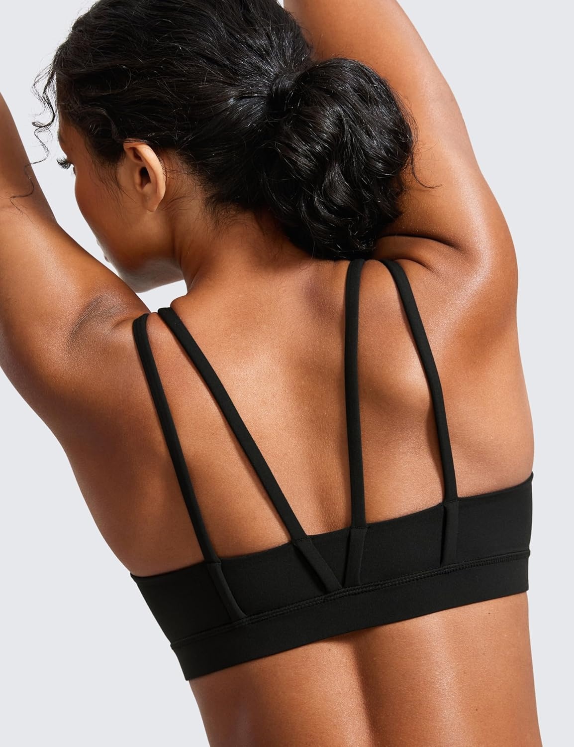 image:imageCRZ YOGA Softness Mold Butterluxe V Neck Sports Bras for Women Workout Top Double Spaghetti Straps Wireless Yoga ClothesBlack