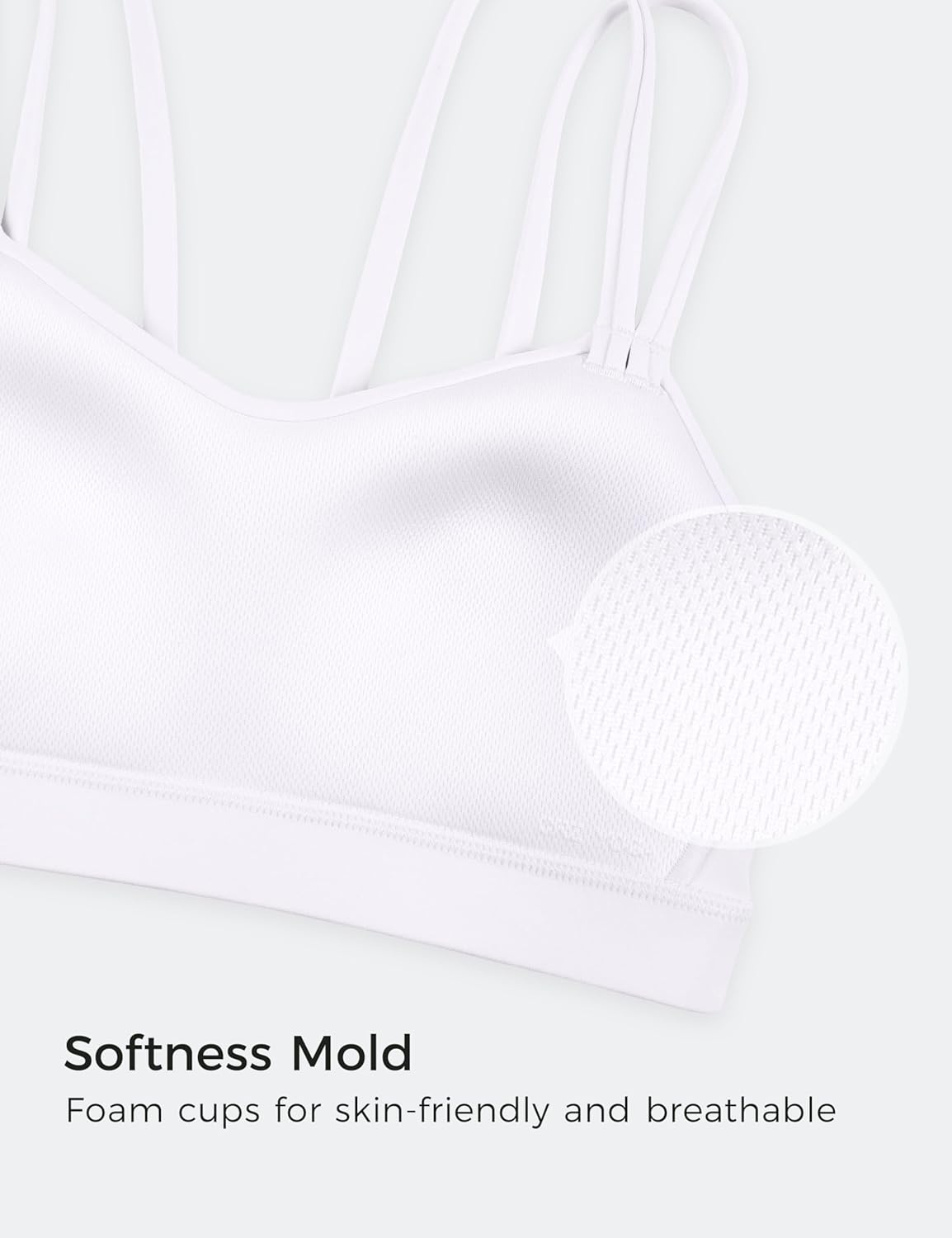 image:imageCRZ YOGA Softness Mold Butterluxe V Neck Sports Bras for Women Workout Top Double Spaghetti Straps Wireless Yoga ClothesWhite