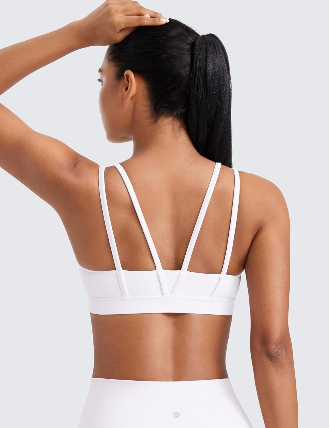 image:imageCRZ YOGA Softness Mold Butterluxe V Neck Sports Bras for Women Workout Top Double Spaghetti Straps Wireless Yoga ClothesWhite
