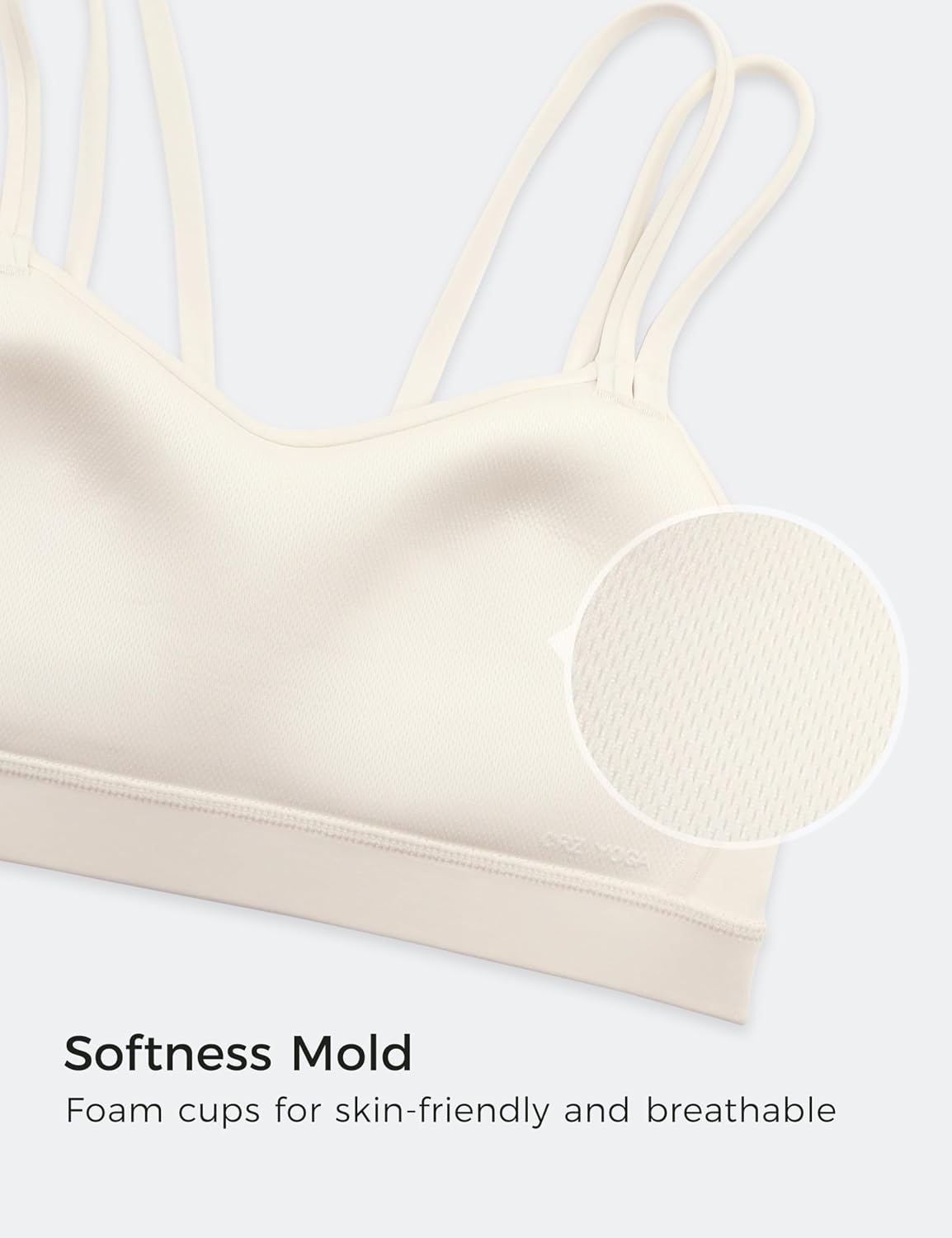 image:imageCRZ YOGA Softness Mold Butterluxe V Neck Sports Bras for Women Workout Top Double Spaghetti Straps Wireless Yoga ClothesWhite Apricot
