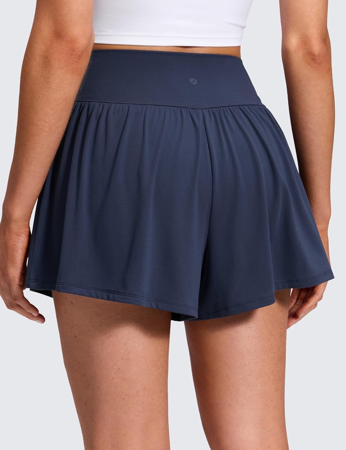 image:imageCRZ YOGA Softretch 2 in 1 Flowy Shorts for Women High Waisted Causal Yoga Lounge Workout with PocketsClub Blue