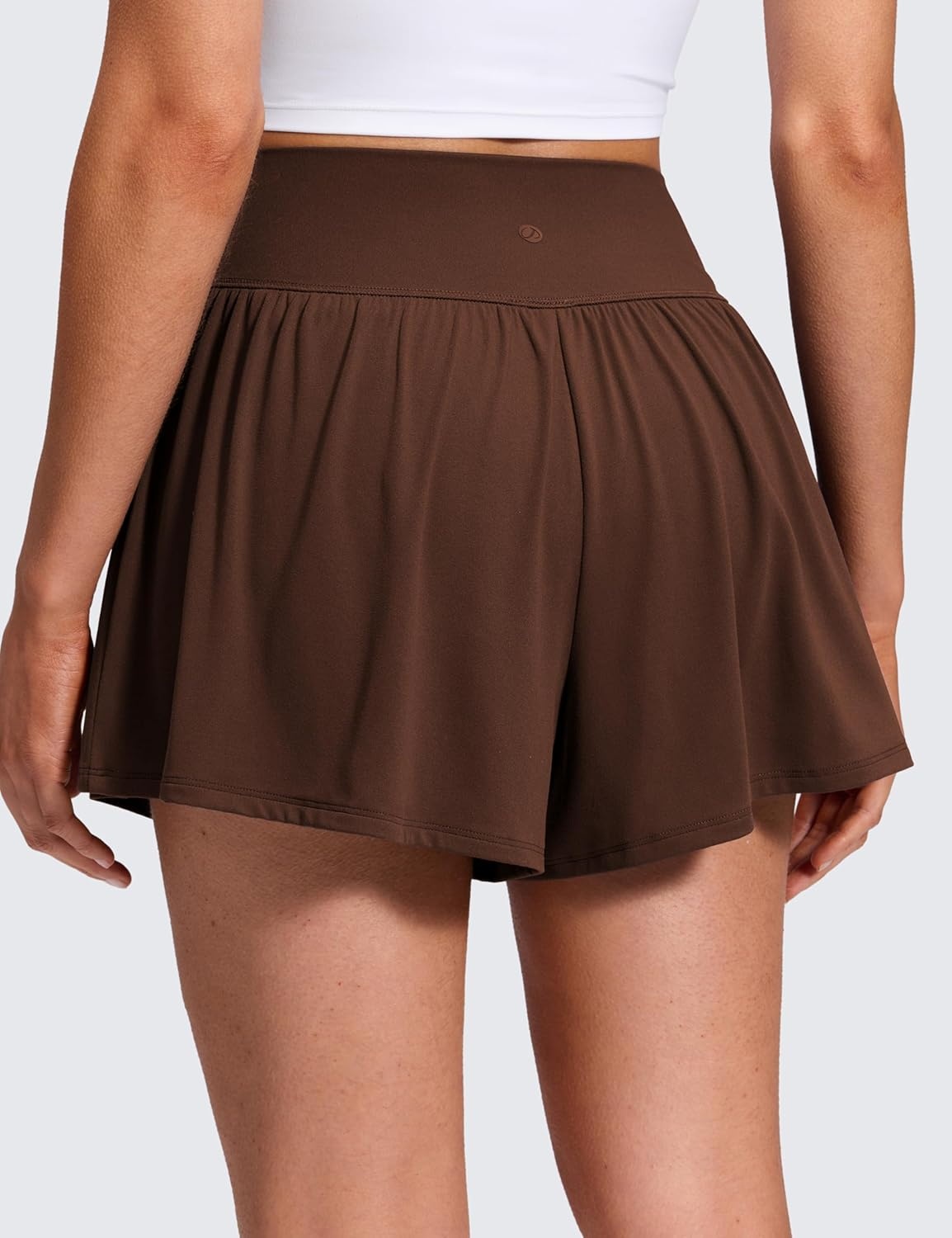 image:imageCRZ YOGA Softretch 2 in 1 Flowy Shorts for Women High Waisted Causal Yoga Lounge Workout with PocketsLava Brown
