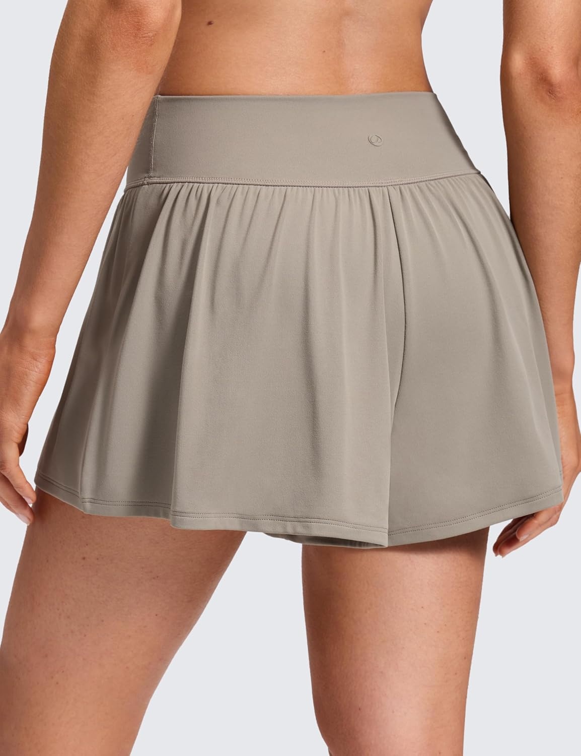 image:imageCRZ YOGA Softretch 2 in 1 Flowy Shorts for Women High Waisted Causal Yoga Lounge Workout with PocketsWarm Ash Grey