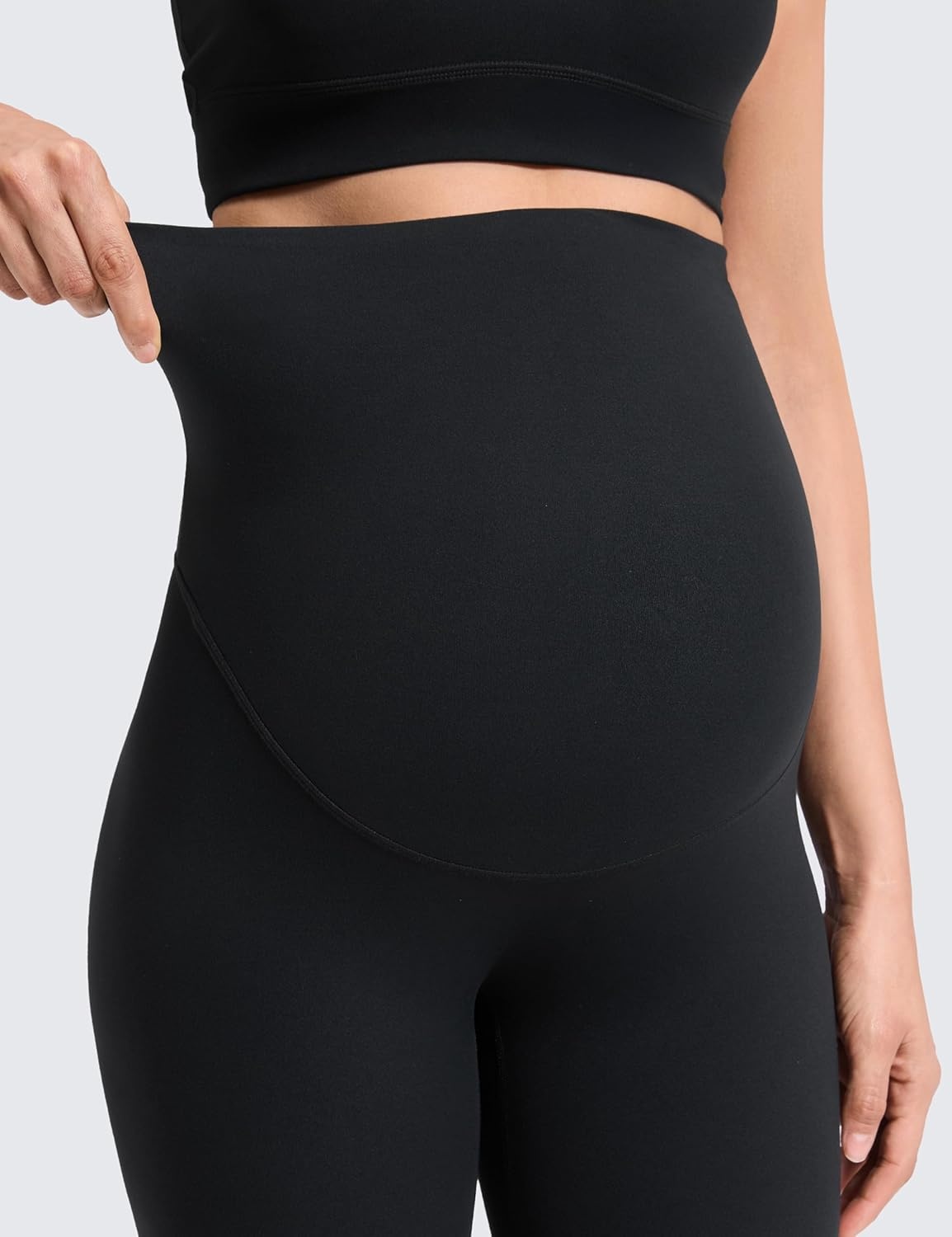 image:imageCRZ YOGA Softretch Maternity No Front Seam Leggings 25 Workout Yoga Casual Womens Pregnancy Pants Over The BellyBlack