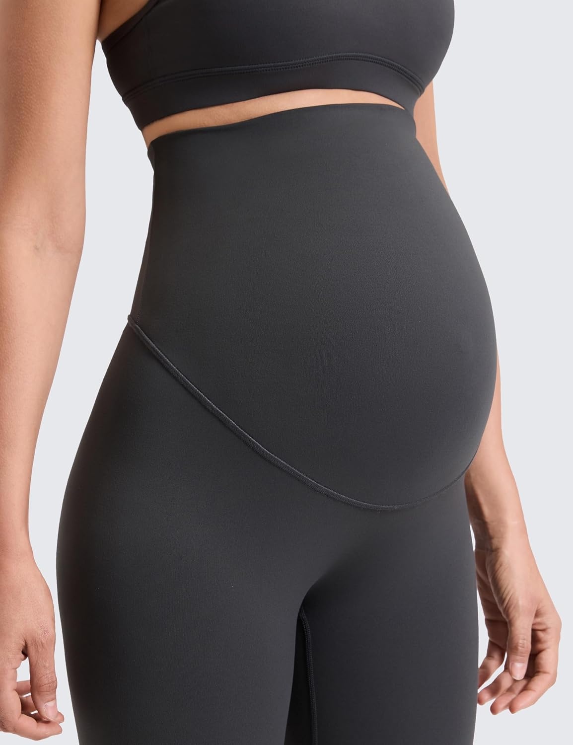 image:imageCRZ YOGA Softretch Maternity No Front Seam Leggings 25 Workout Yoga Casual Womens Pregnancy Pants Over The BellyMysterious Grey