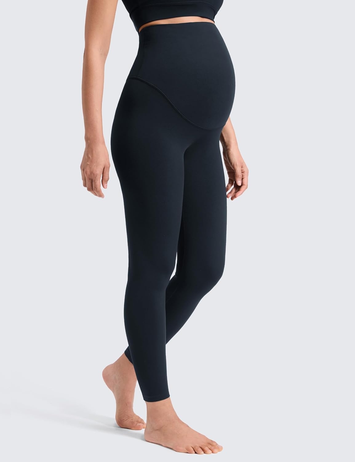 image:imageCRZ YOGA Softretch Maternity No Front Seam Leggings 25 Workout Yoga Casual Womens Pregnancy Pants Over The BellyTrue Navy