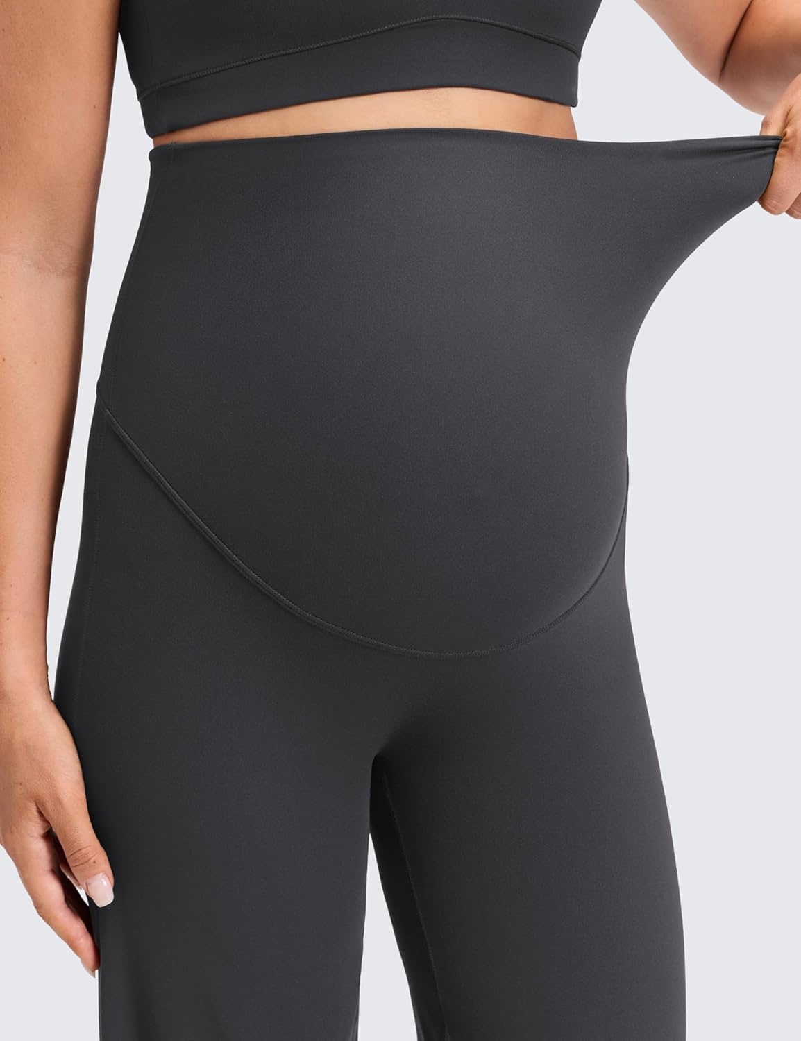 image:imageCRZ YOGA Softretch Maternity No Front Seam Wide Leg Pants 30 Workout Yoga Casual Pregnancy Womens Over Belly Buttery SoftMysterious Grey