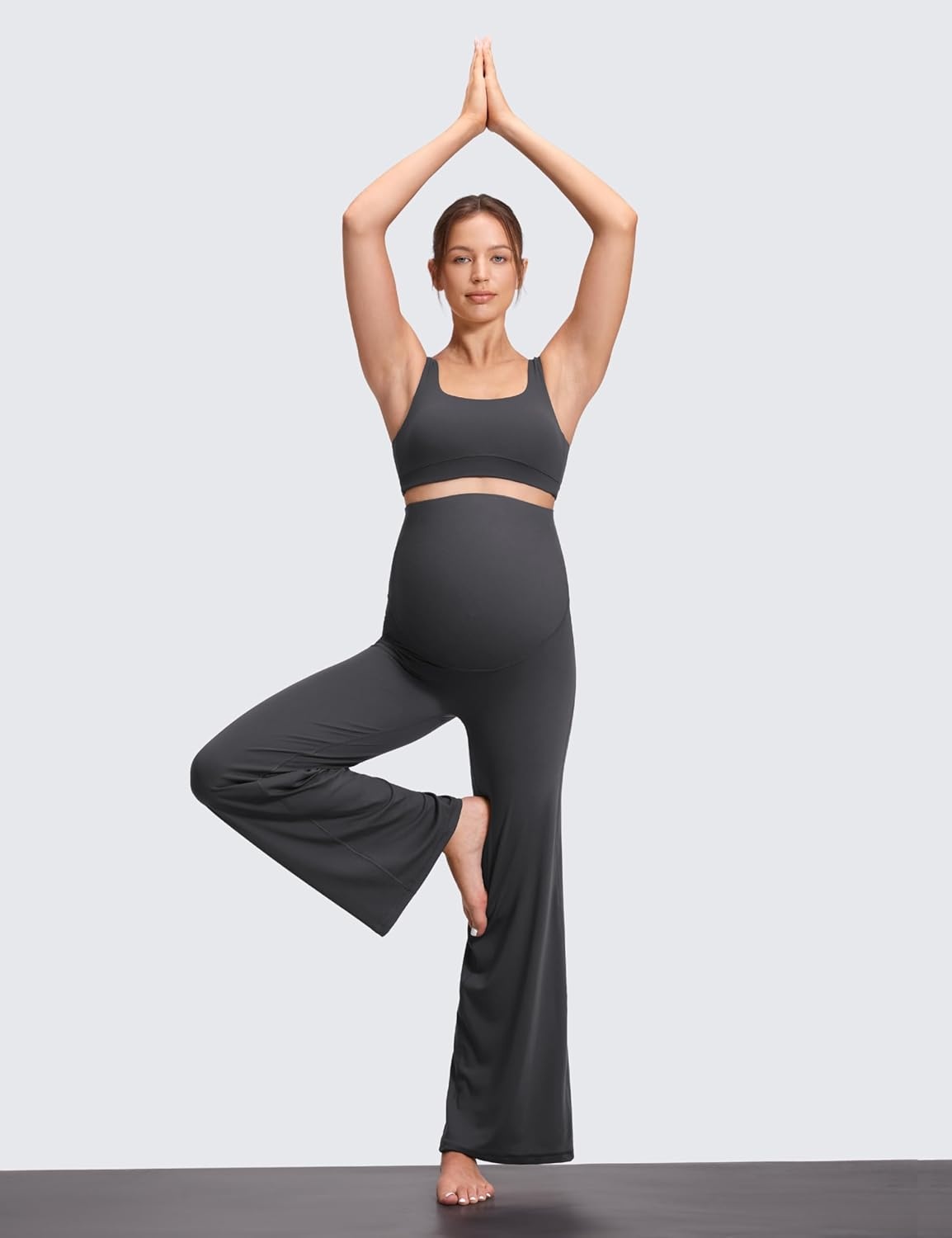 image:imageCRZ YOGA Softretch Maternity No Front Seam Wide Leg Pants 30 Workout Yoga Casual Pregnancy Womens Over Belly Buttery SoftMysterious Grey