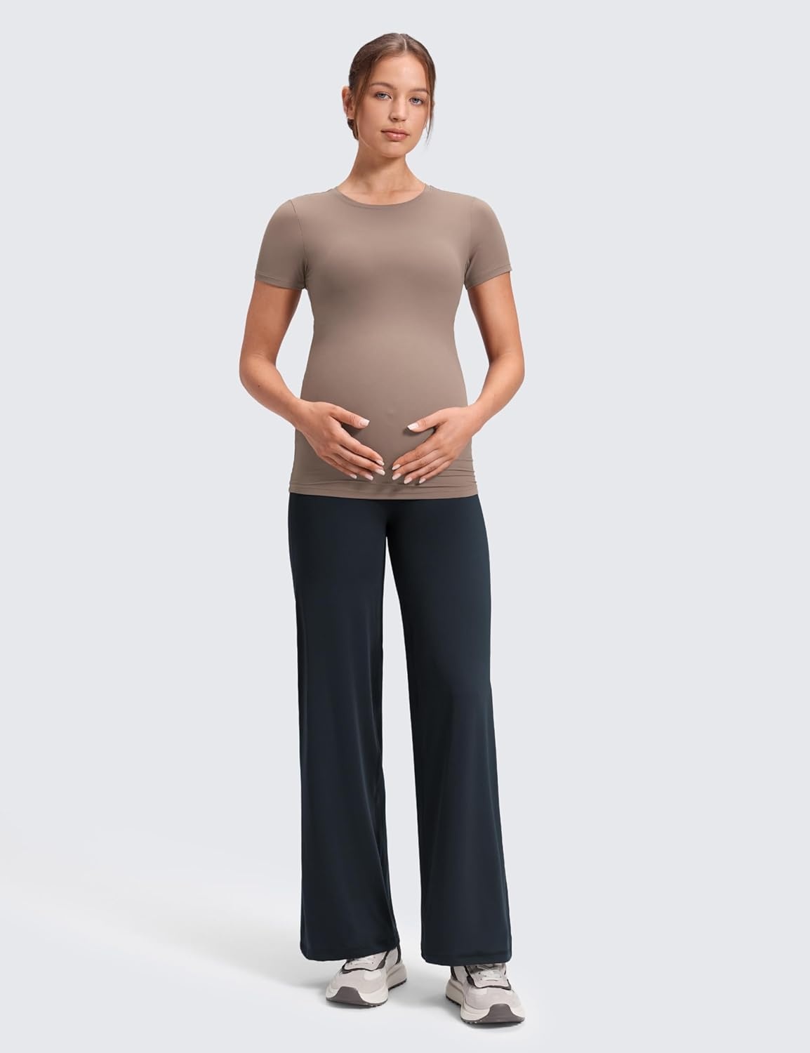 image:imageCRZ YOGA Softretch Maternity No Front Seam Wide Leg Pants 30 Workout Yoga Casual Pregnancy Womens Over Belly Buttery SoftTrue Navy
