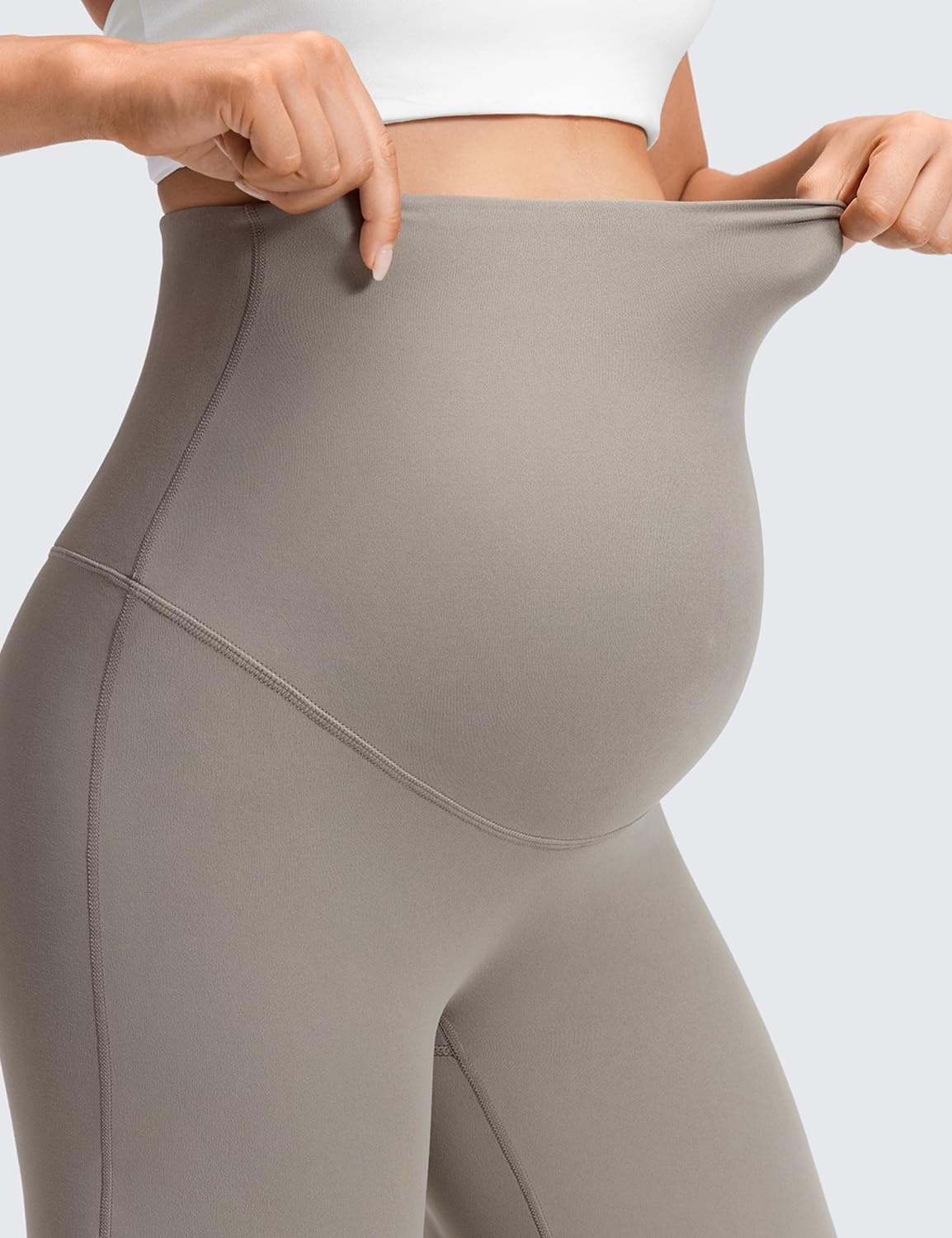 image:imageCRZ YOGA Softretch Maternity No Front Seam Wide Leg Pants 30 Workout Yoga Casual Pregnancy Womens Over Belly Buttery SoftWarm Ash Grey