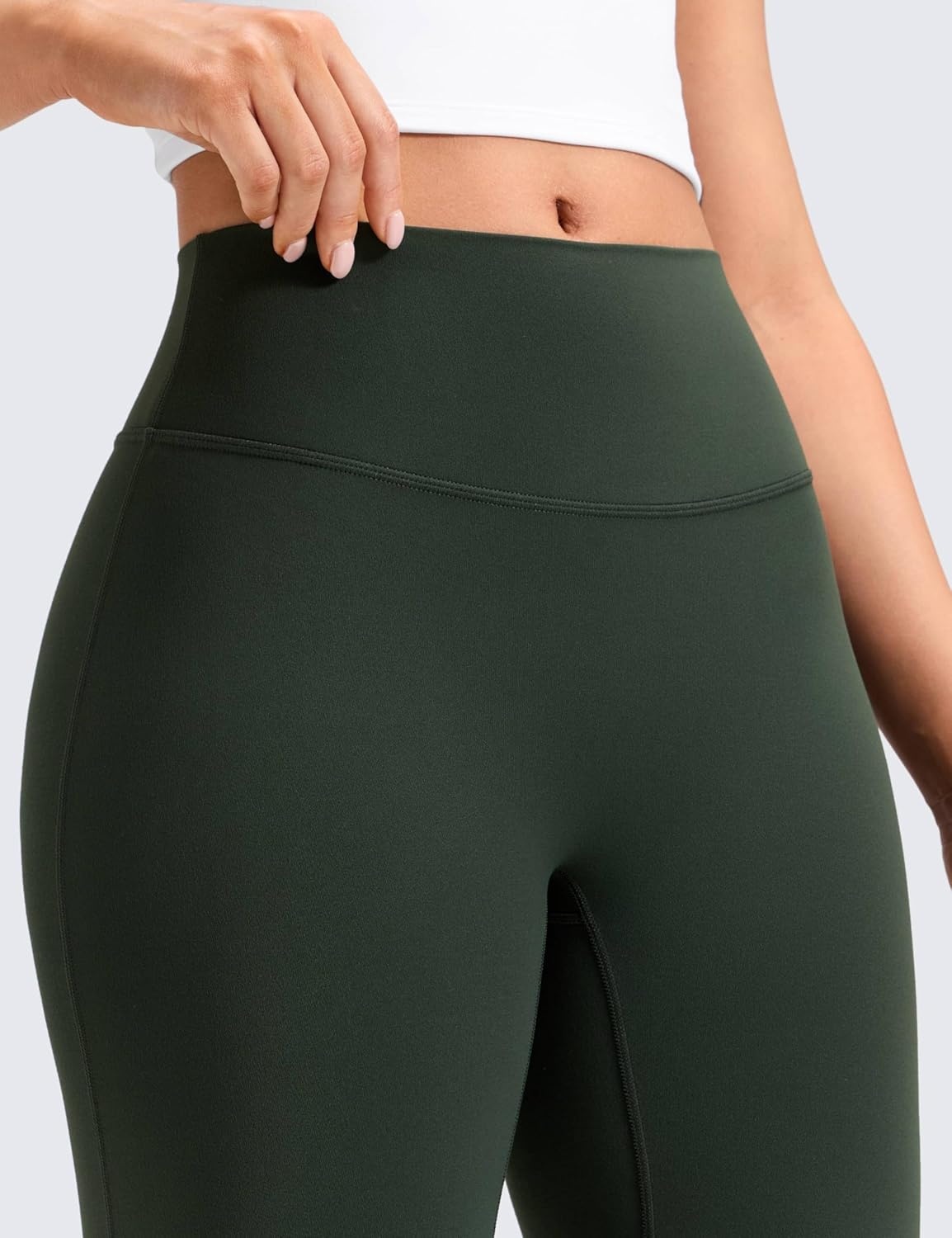 image:imageCRZ YOGA Softretch No Front Seam Flare Leggings 293133 High Waist Womens Yoga Pants Lounge Buttery Soft Comfy CasualLegend Green