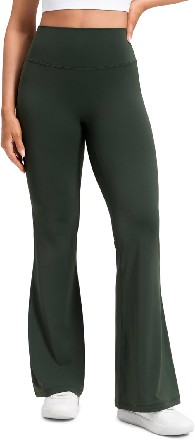 image:imageCRZ YOGA Softretch No Front Seam Flare Leggings 293133 High Waist Womens Yoga Pants Lounge Buttery Soft Comfy CasualLegend Green