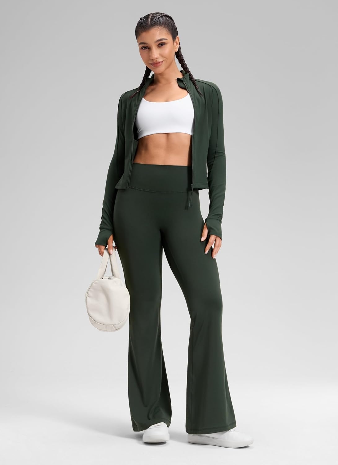 image:imageCRZ YOGA Softretch No Front Seam Flare Leggings 293133 High Waist Womens Yoga Pants Lounge Buttery Soft Comfy CasualLegend Green