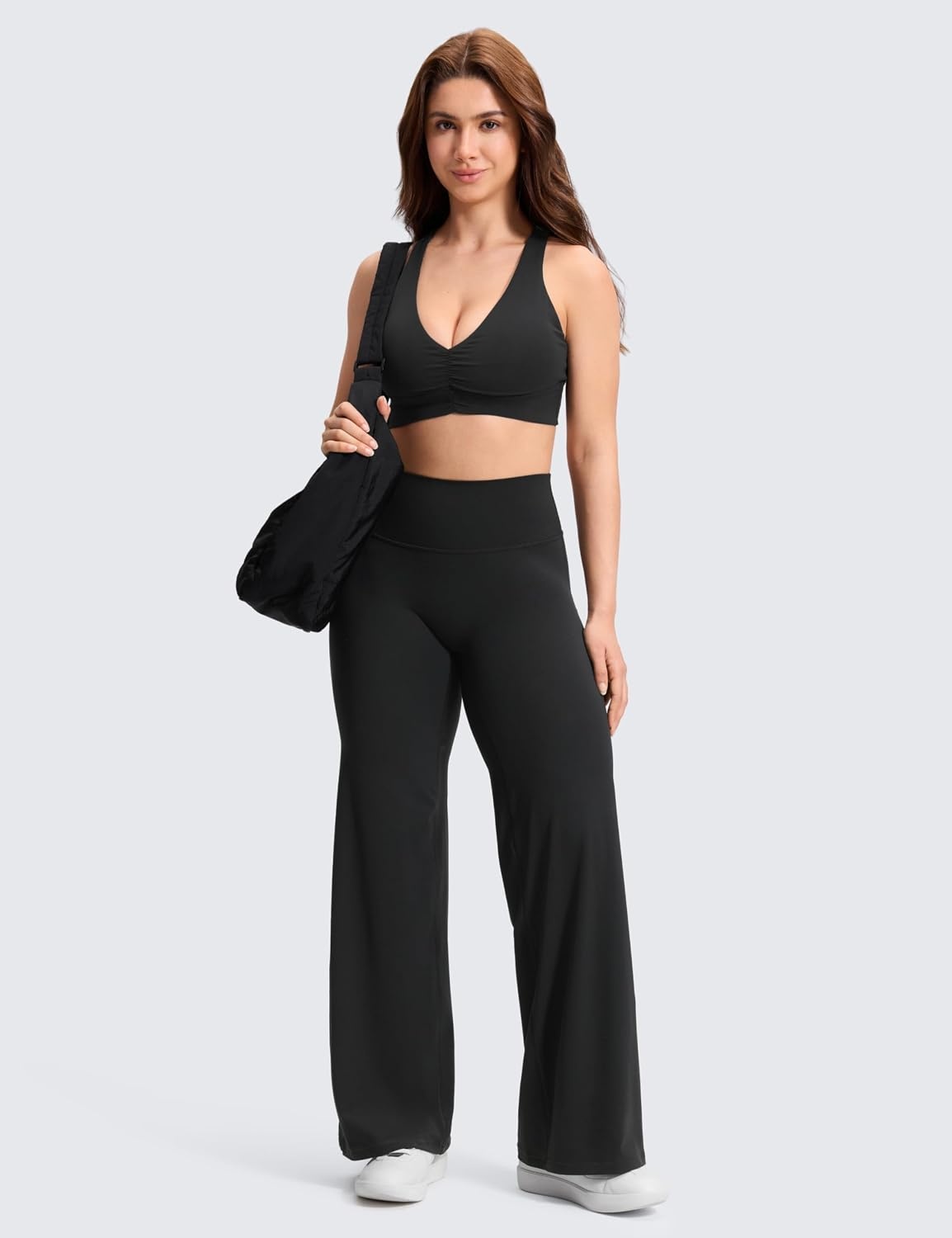 image:imageCRZ YOGA Softretch No Front Seam Wide Leg Pants 28 30 32 for Women High Waist Yoga Lounge Buttery Soft Comfy CasualBlack