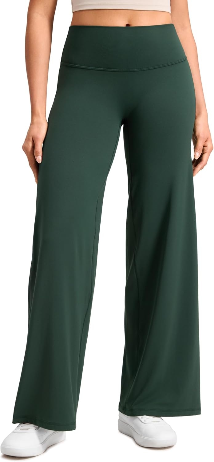 image:imageCRZ YOGA Softretch No Front Seam Wide Leg Pants 28 30 32 for Women High Waist Yoga Lounge Buttery Soft Comfy CasualLegend Green